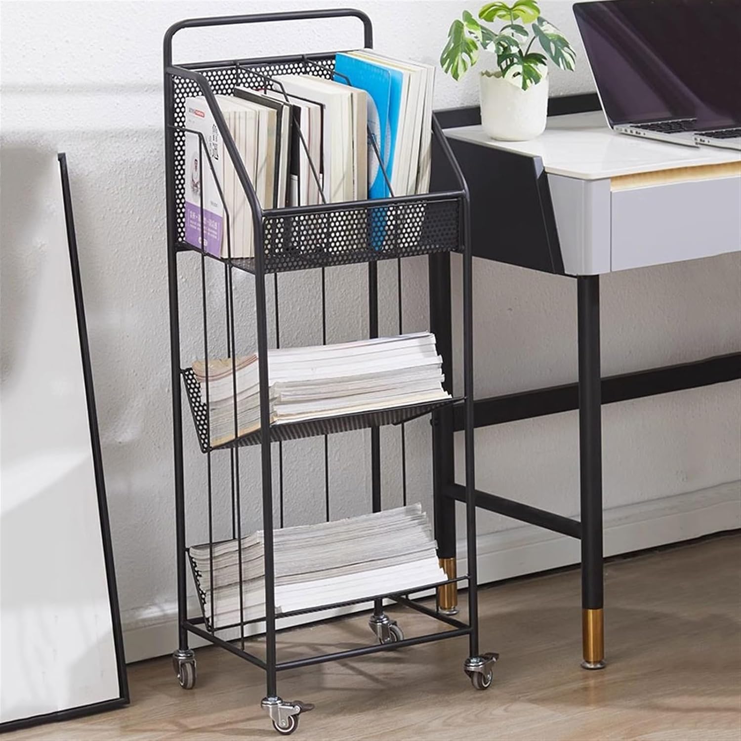Newspaper Racks Magazine Stand Brochure Display Stand Storage Bookshelf, Floor-Standing Me