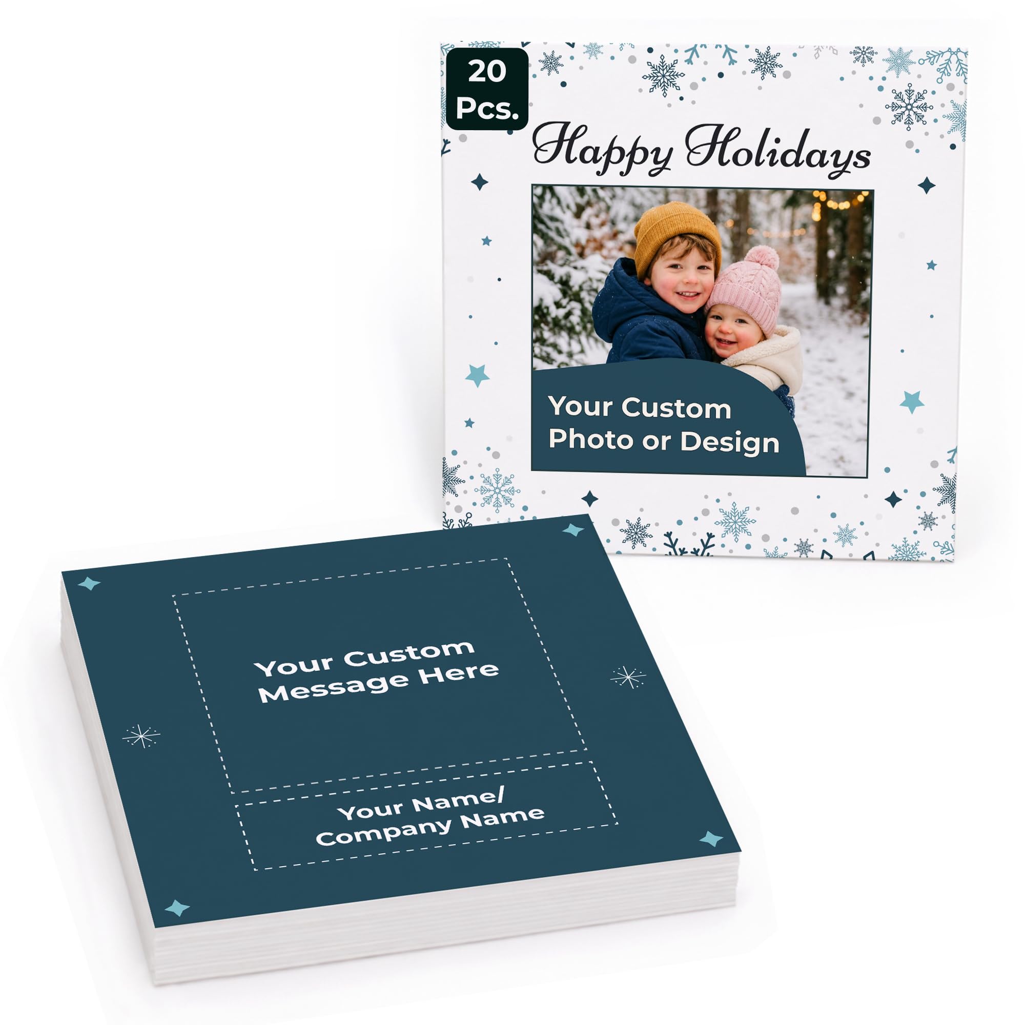 Cimpress Custom Holiday Cards, Photo/Logo/Text, Square Format, Pack of 20