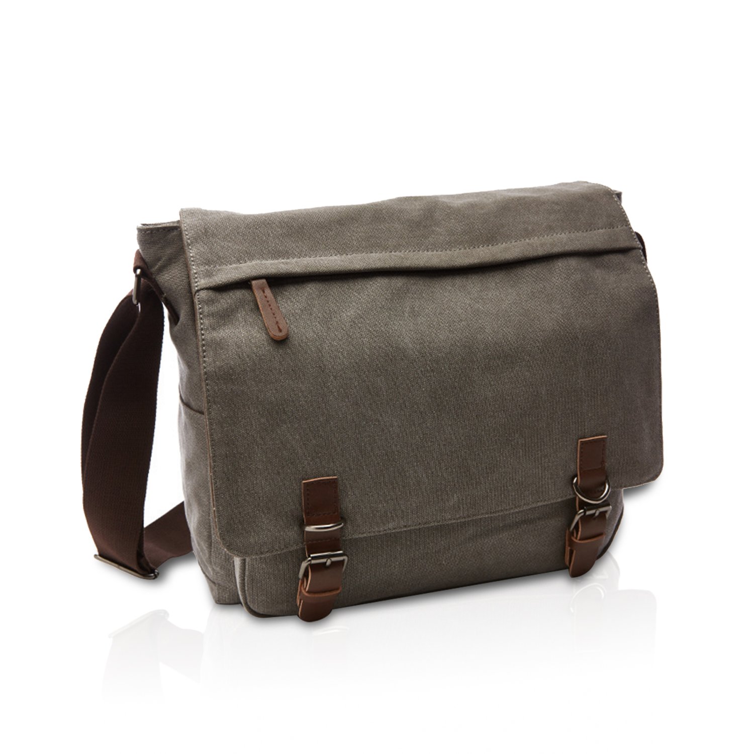 FANDARE Borsa a Tracolla Borse a spalla per 14 Pollici PC Ventiquattrore Borse Messenger di tela Uomo Donna Borsa postino Borsetta per viaggio lavoro scuola business università Pendolare Grigio L