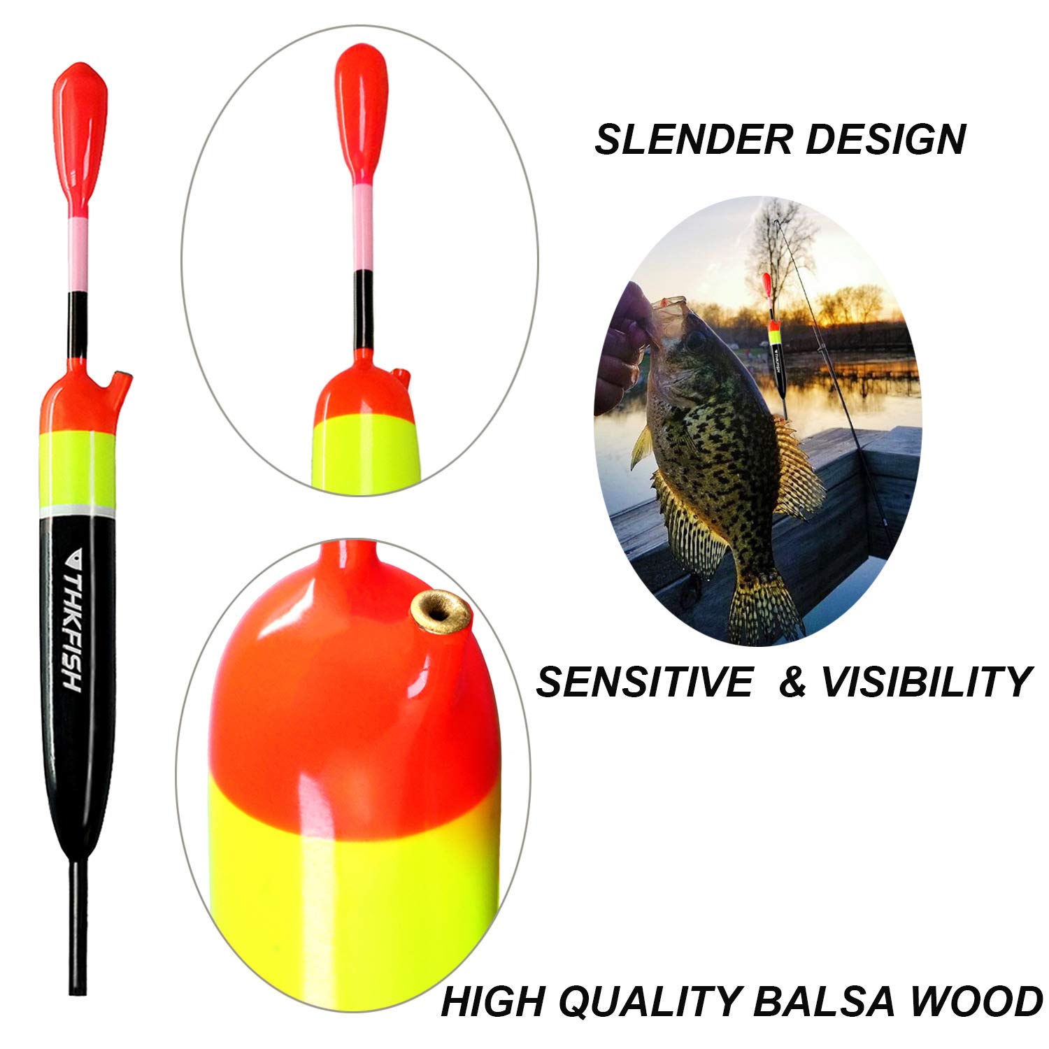 THKFISH Bobbers wędkarskie spławiki i bobberki wsuwane bobberki do łowienia spławików balsa crappie wędkarskie bobbers 5 szt