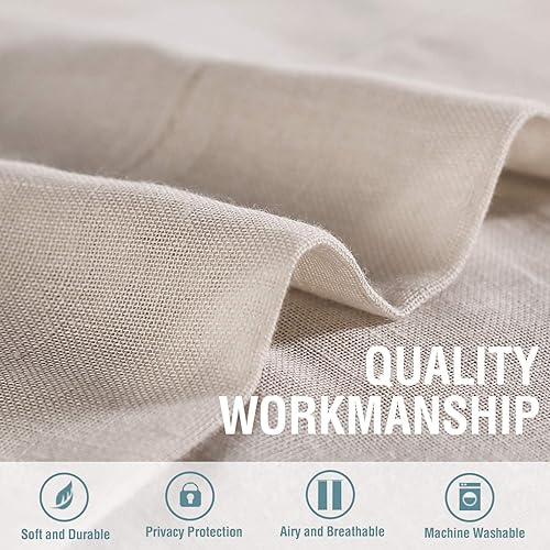 Miniatura 5 de H.VERSAILTEX Cortinas transparentes de lino natural de 63, 72, 84, 95 pulgadas 169, 182.88, 213.36, 241.3 cm. de largo Juego de cortinas