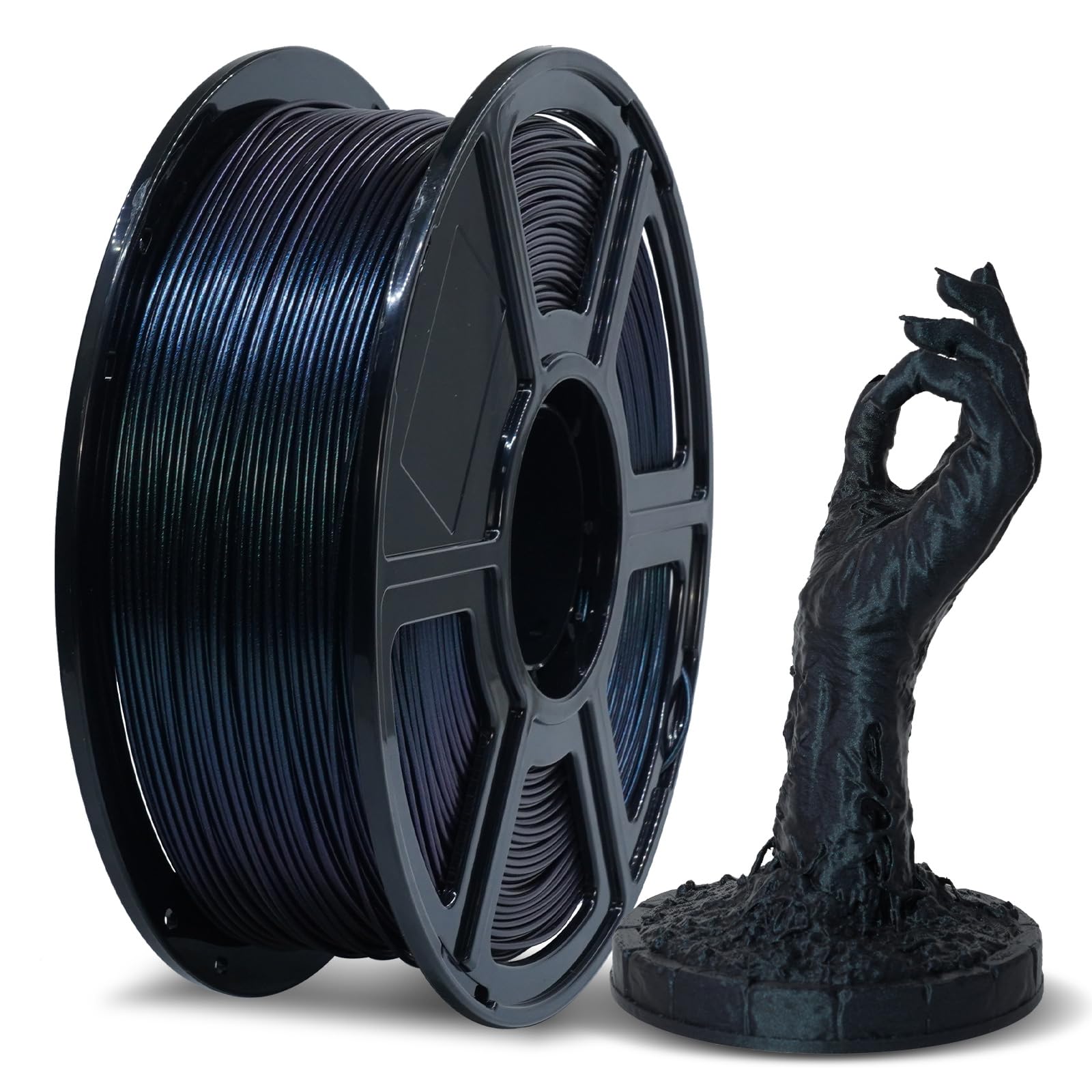 FLASHFORGE Filamento per stampante 3D in PLA multicolore, filamento di stampa 3D a cambio rapido di colore da 1,75 mm, filamento di stampa 3D camaleontico che cambia colore con la luce (ossidiana)