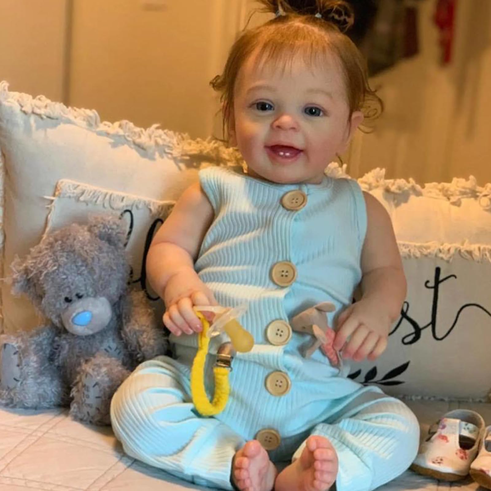 24 Zoll 60 cm Reborn Baby - Reborn Puppe Junge Lebensechte Babypuppe Reborn BabysPuppen Weicher Handgemachte Realistische Wiedergeborene Sieht aus wie EIN echtes Baby Mädchen