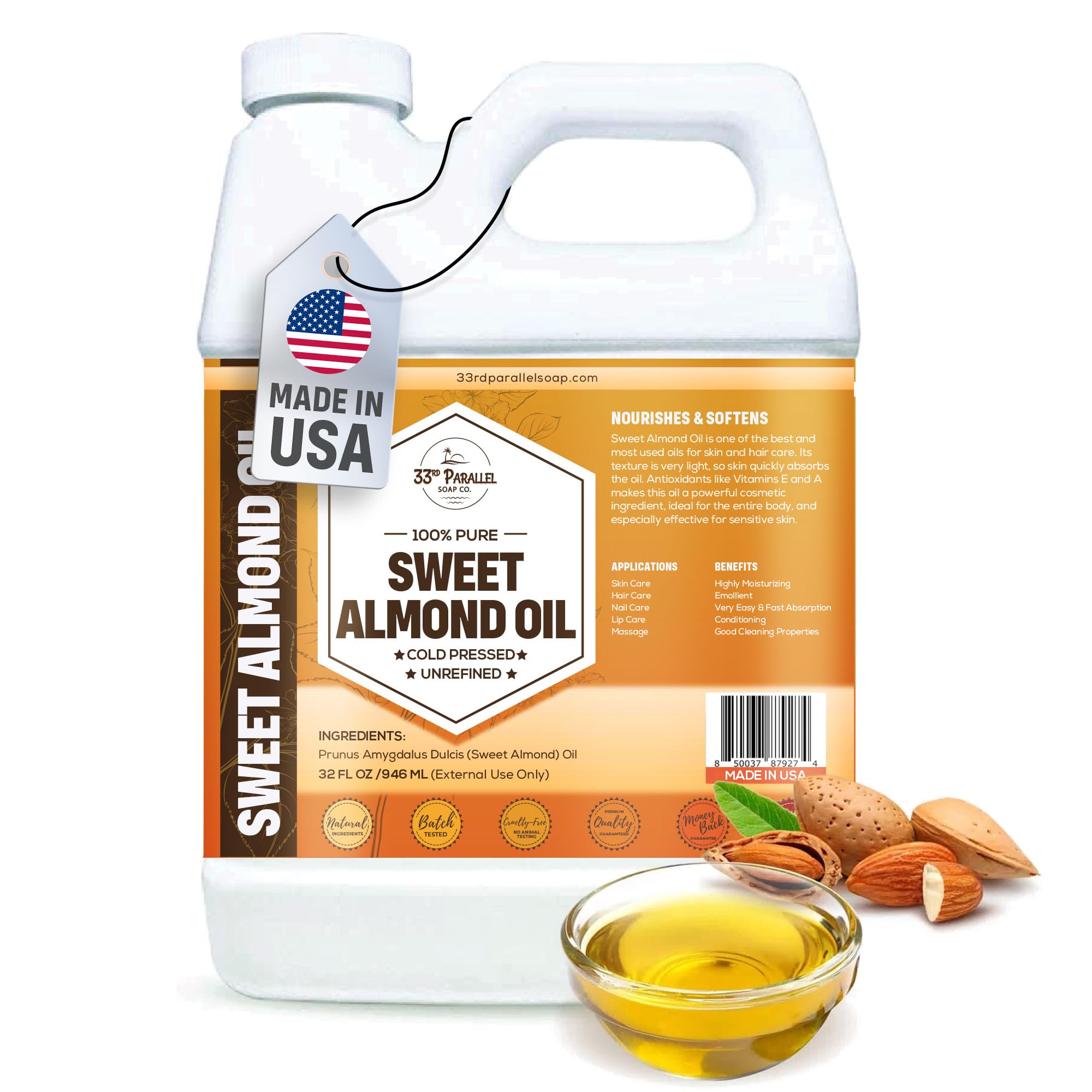 Organic Sweet Almond Oil 32 oz