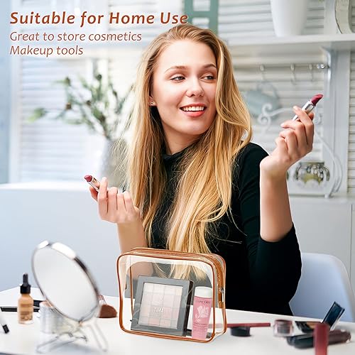 Miniatura 8 de 6 bolsas de cosméticos transparentes, aprobadas por la TSA, juego de bolsas de aseo transparentes para viajes, playa, bolsa de organización de