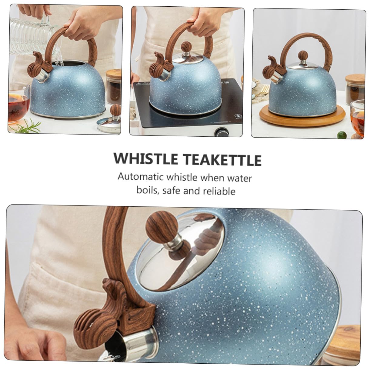 Pfeifender Teekessel 2, 5 L Blau aus Edelstahl und Kunststoff | Großes Fassungsvermögen, Hohe Temperatur und Korrosionsbeständigkeit, ein Stück Modell