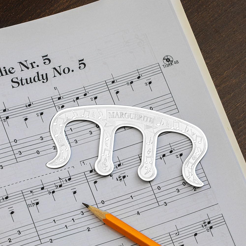 CALLIE Personalized Music Book Clip and Page Holder with Custom Name - Stainless Steel Piano Sheet Music Holders - Classic Page Marker Clips - Gift for Musician Music Lovers Piano Teacher