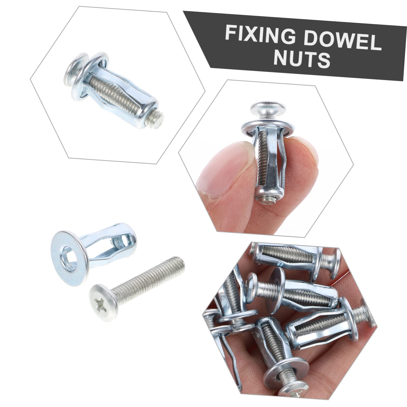 Cabilock 2sets 15 Pcs Expansion Nuts with Screws Fastening Dowels for Plates and Tubes Easy Installation Jack Nut Tool for Various Fixing Applications 15pcs*2