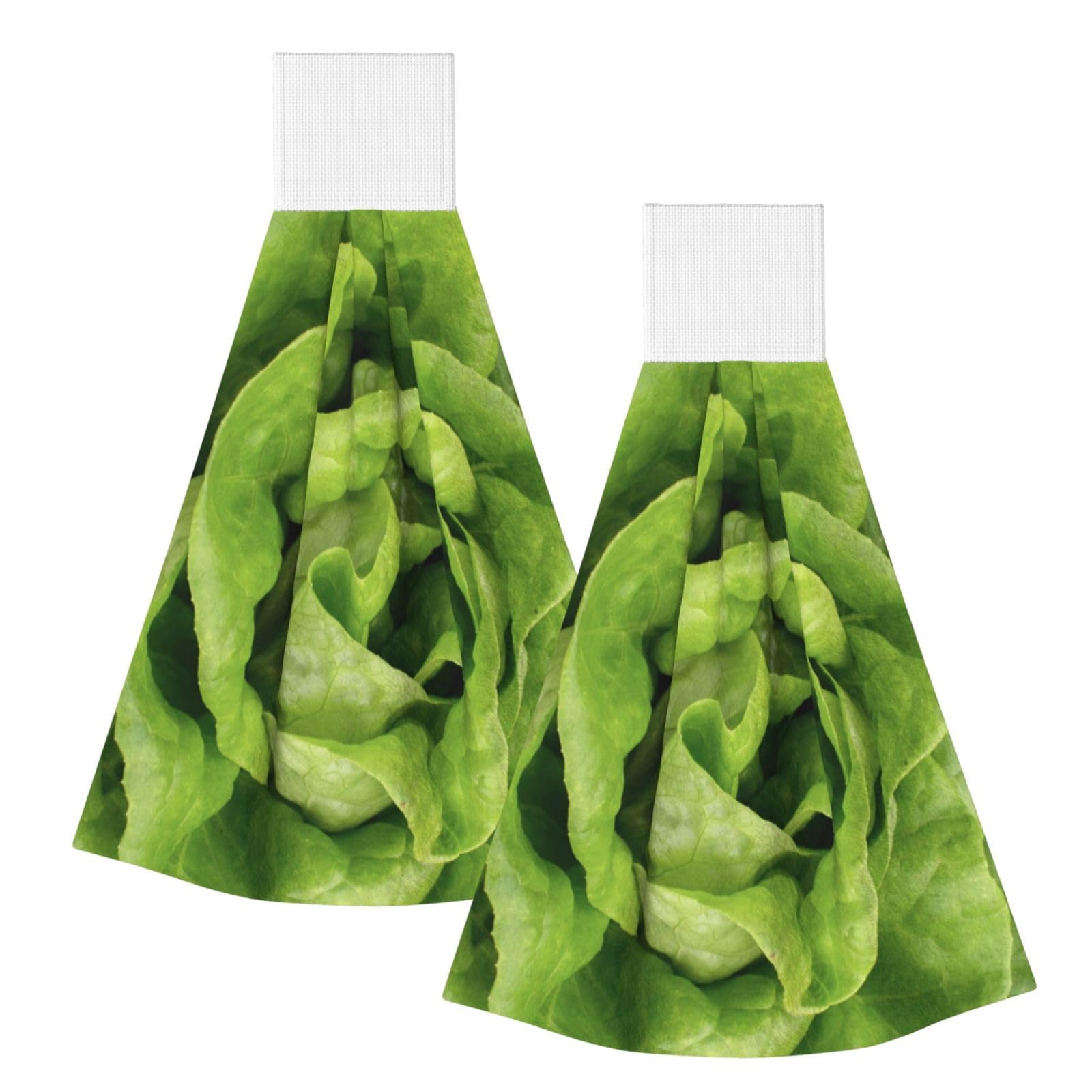 DOPKLNA Lettuce, 2 Pcs Hanging Coral Fiber Hand Towels for Bathroom, Absorbent Kitchen Towels