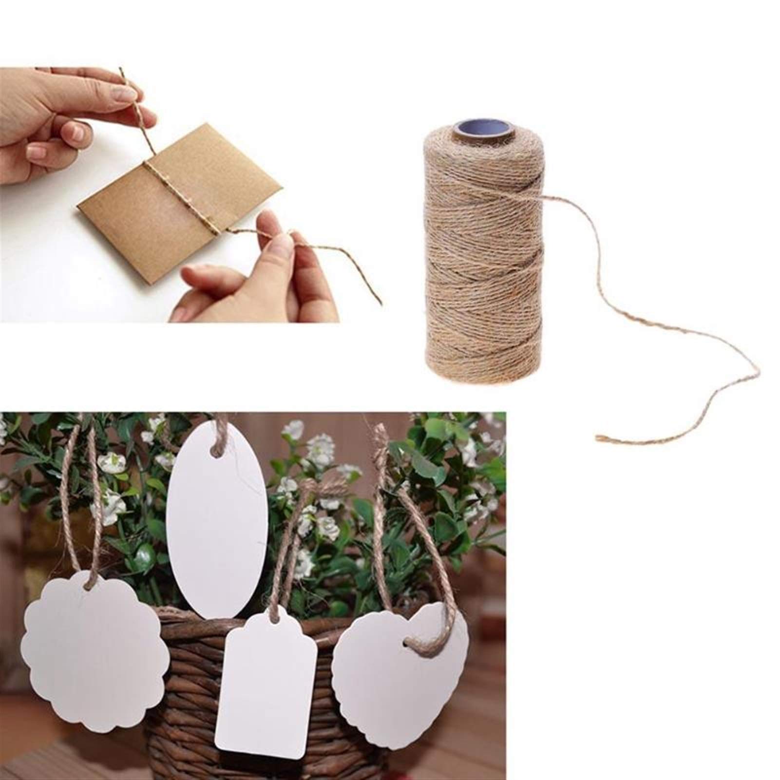 Zkenshan-Natural Jute Twine Hemp Rope Party Wedding Gift Wrapping Cords Thread DIY Decor, 100m Natural Jute Twine Burlap String, Natural Jute Fiber (Color : 100M)