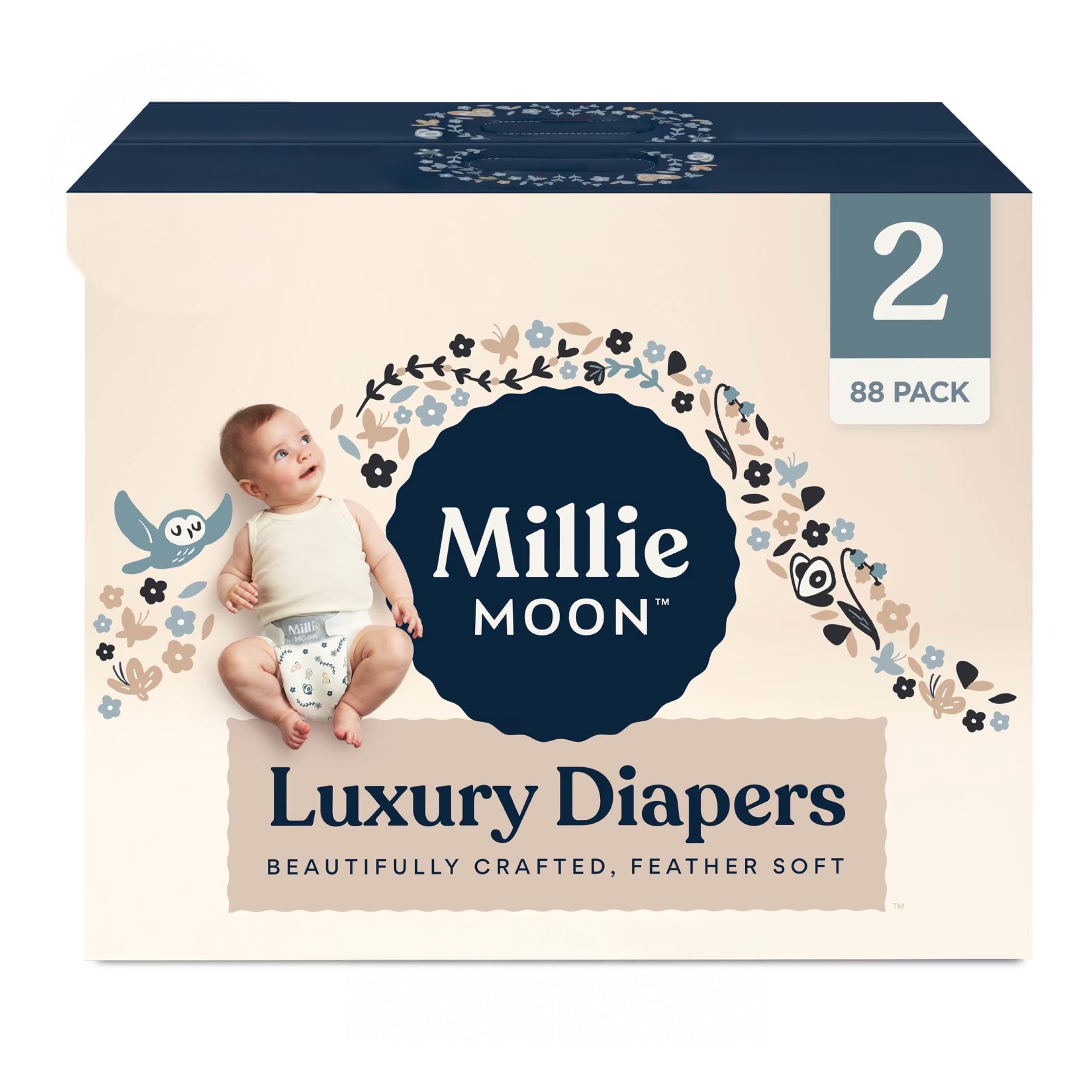 Millie Moon Luxury Diapers and Training Pants for Sensitive Skin, Newborn to Size 7 Baby…