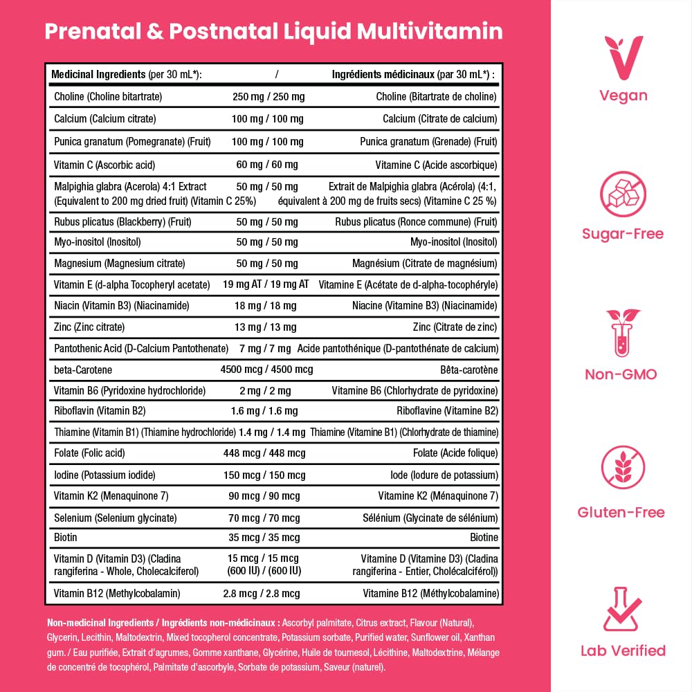 Mother's Promise Prenatal & Postnatal Multivitamin for Women | Sugar Free Liquid Prenatal Vitamins for Women with Folate, Choline & Organic Fruits for Preconception, Pregnancy & Nursing | Vegan — Amazon image 4