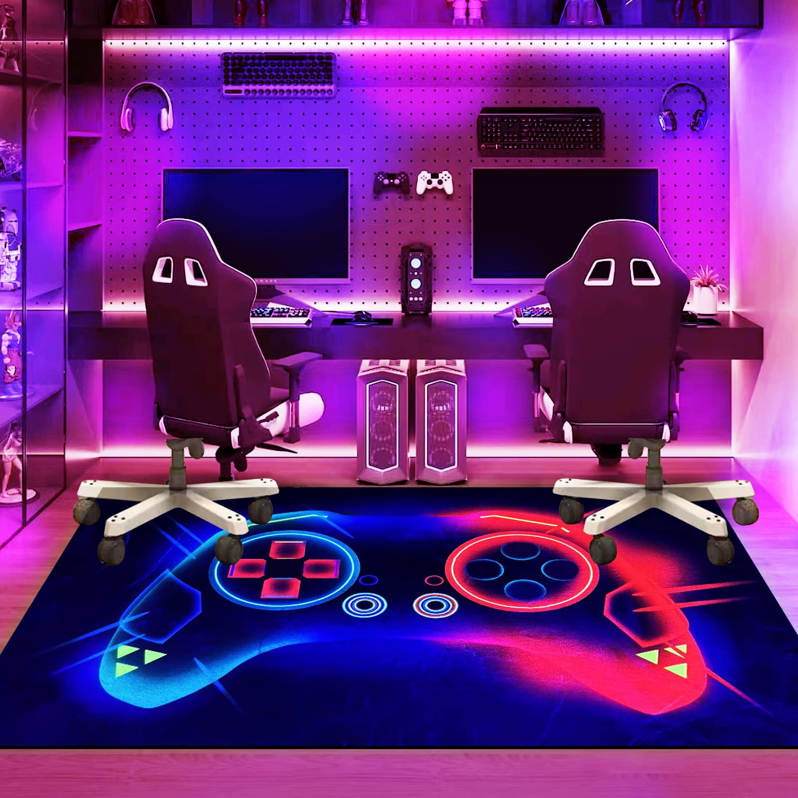 HOLAVIDA Alfombra de Juego 3D, Neón Controlador Reactivo Luz Negra, Luminosa Antideslizante, Brilla Oscuridad, Decoración Niños, 180x120cm
