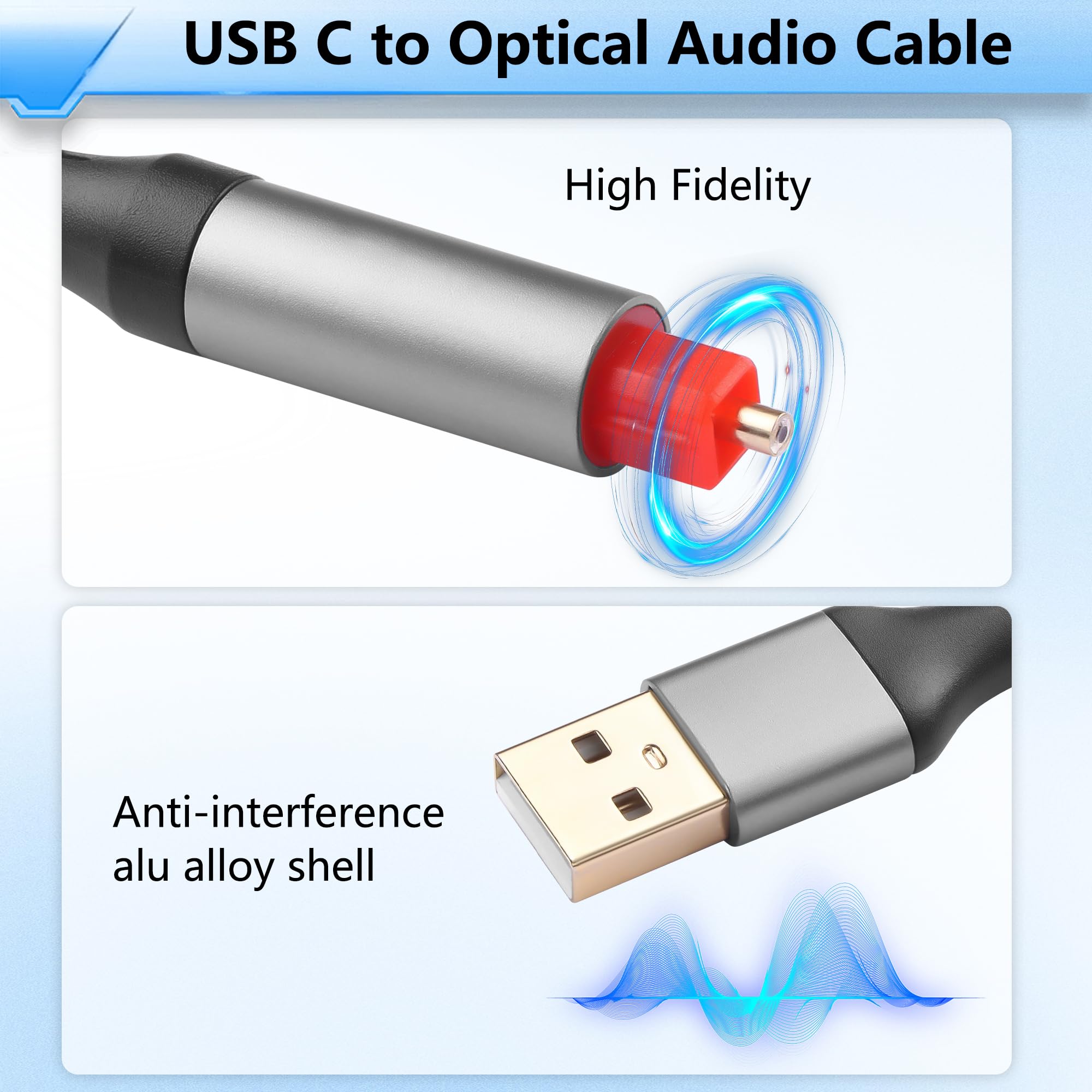 CERRXIAN Cavo audio ottico da USB A a 5FT, cavo convertitore digitale unidirezionale da tipo A a SPDIF, convertitore audio unidirezionale del segnale audio da USB a SPDIF SOLO