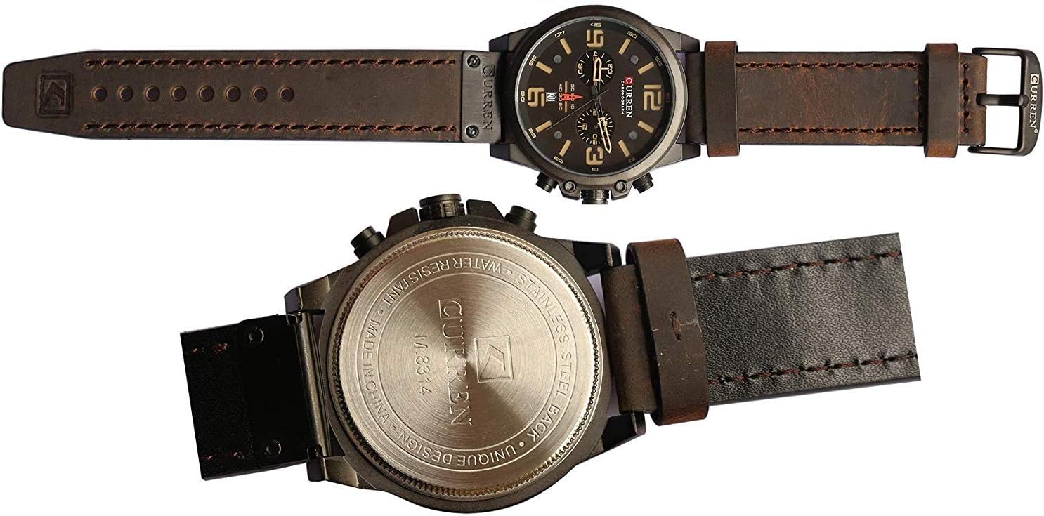 PASOY Dark Brown Chronograph Fashion Trend Multi-Function Waterproof Quartz Watch Leather Strap Military Outdoor Sports Watch - Image 7