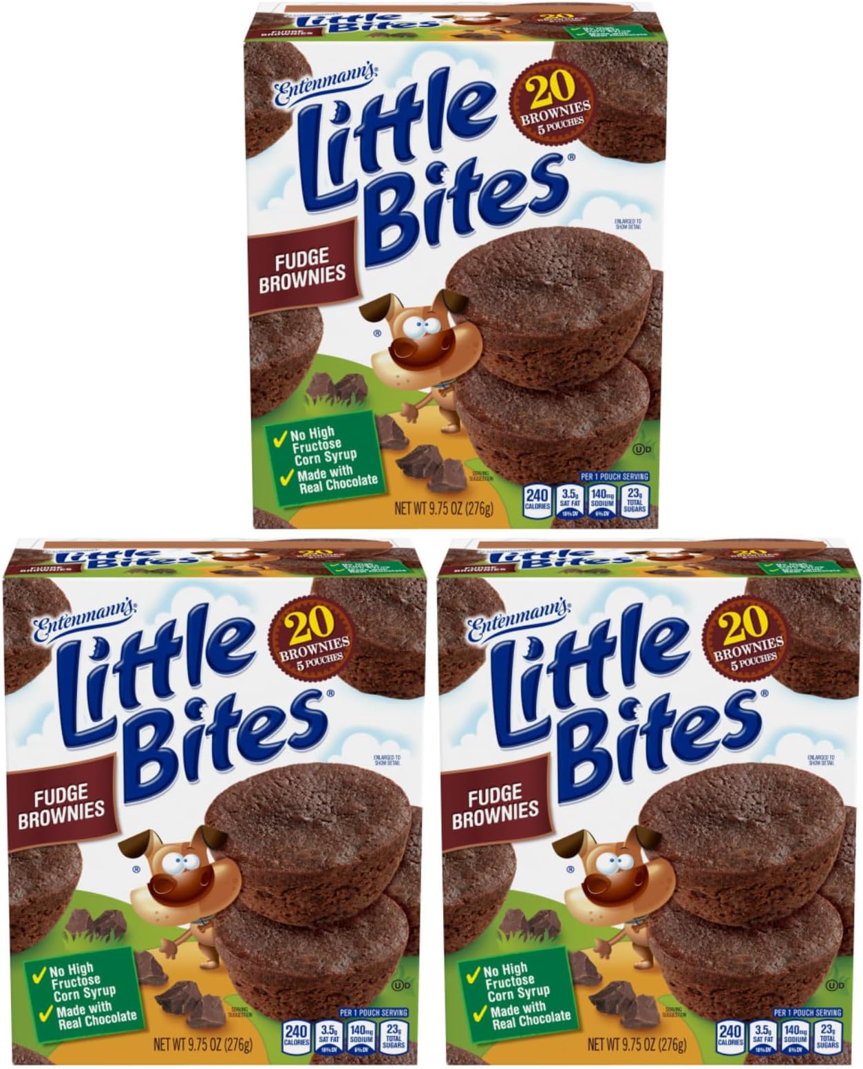 Entenmann's Little Bites Fudge Brownie Muffins, 15 pouches, 29.25 oz (3 pack)