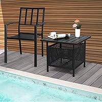 Vista 6 de VINGLI Mesa auxiliar para exteriores con agujero para sombrilla de 1.57 pulgadas, mesa auxiliar de metal para patio, mesa auxiliar para jardín