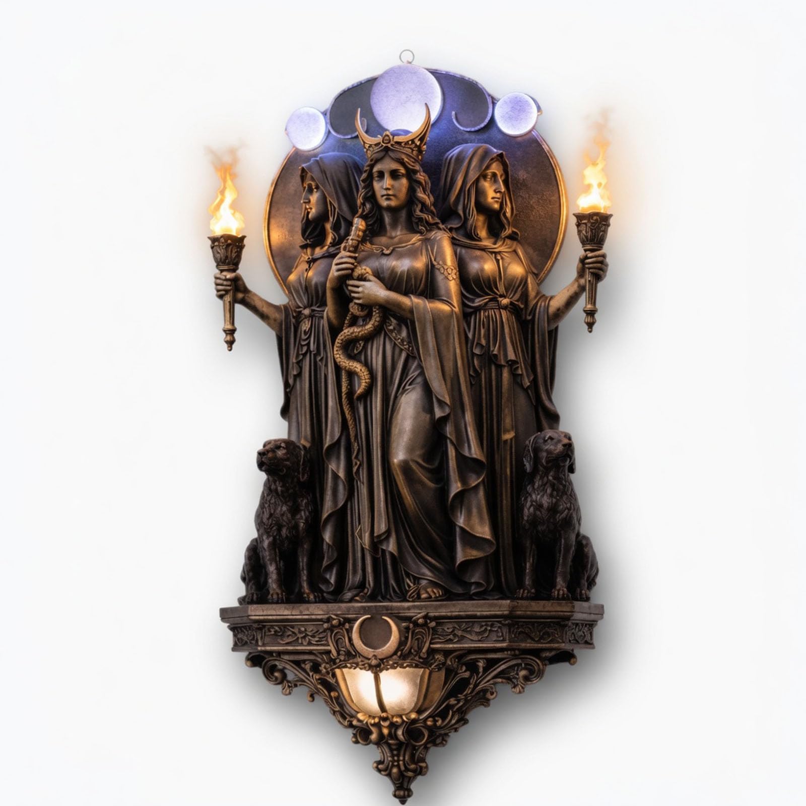 Odin Wall Lamp 10in Resin Wall Sconce, Norse Mythology Wall Light, Viking Allfather LED Wall Decor for Bedroom Living Room Study, Ideal Gift for Gothic Lovers Mythology Fans (Hecate, 10in)