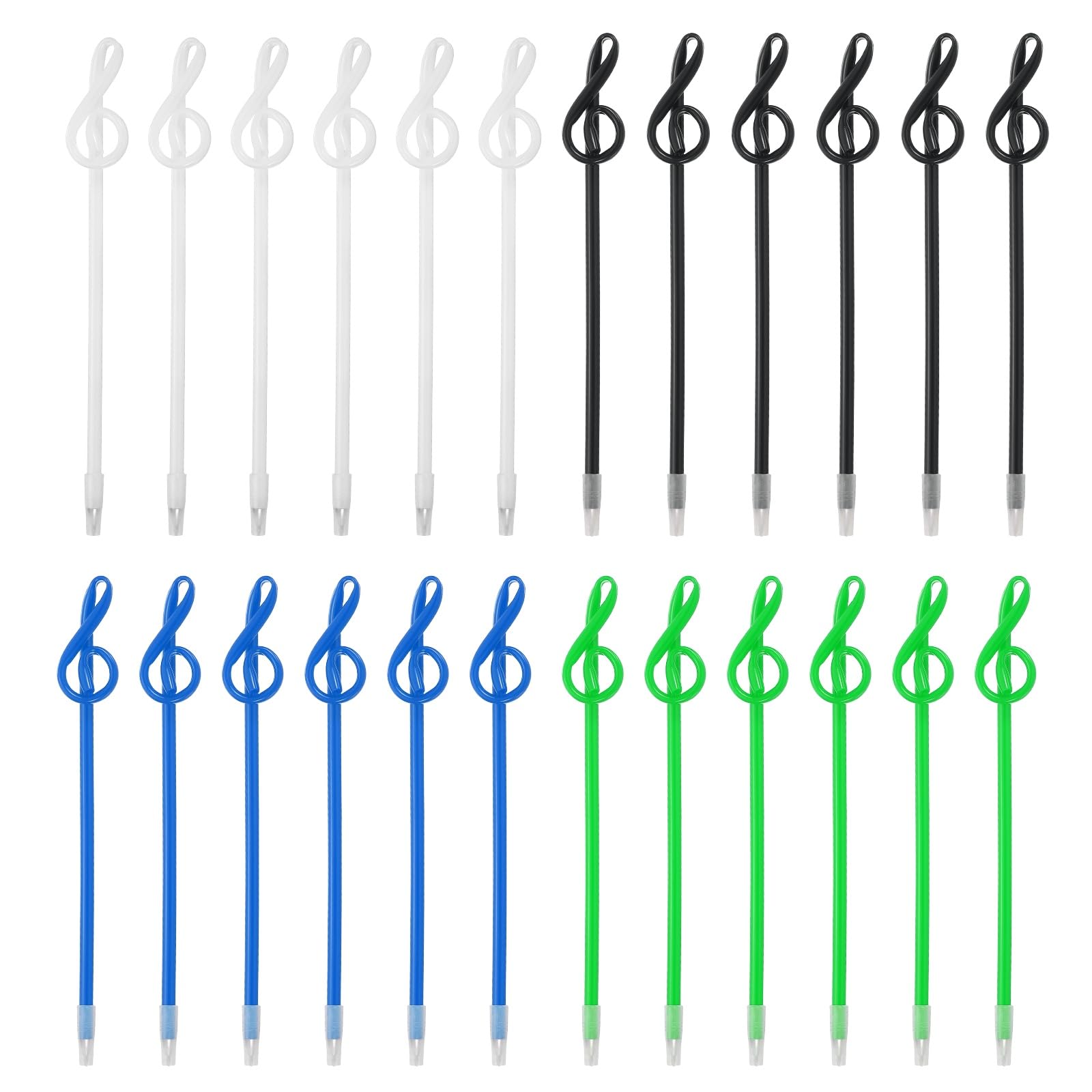 PATIKIL 24pcs Rollerball Pens 1.0mm, Musical Note Ball Point Pens Black Liquid Gel Ink Music Novelty Smooth Writing for Home Office Gifts, Black White Blue Green