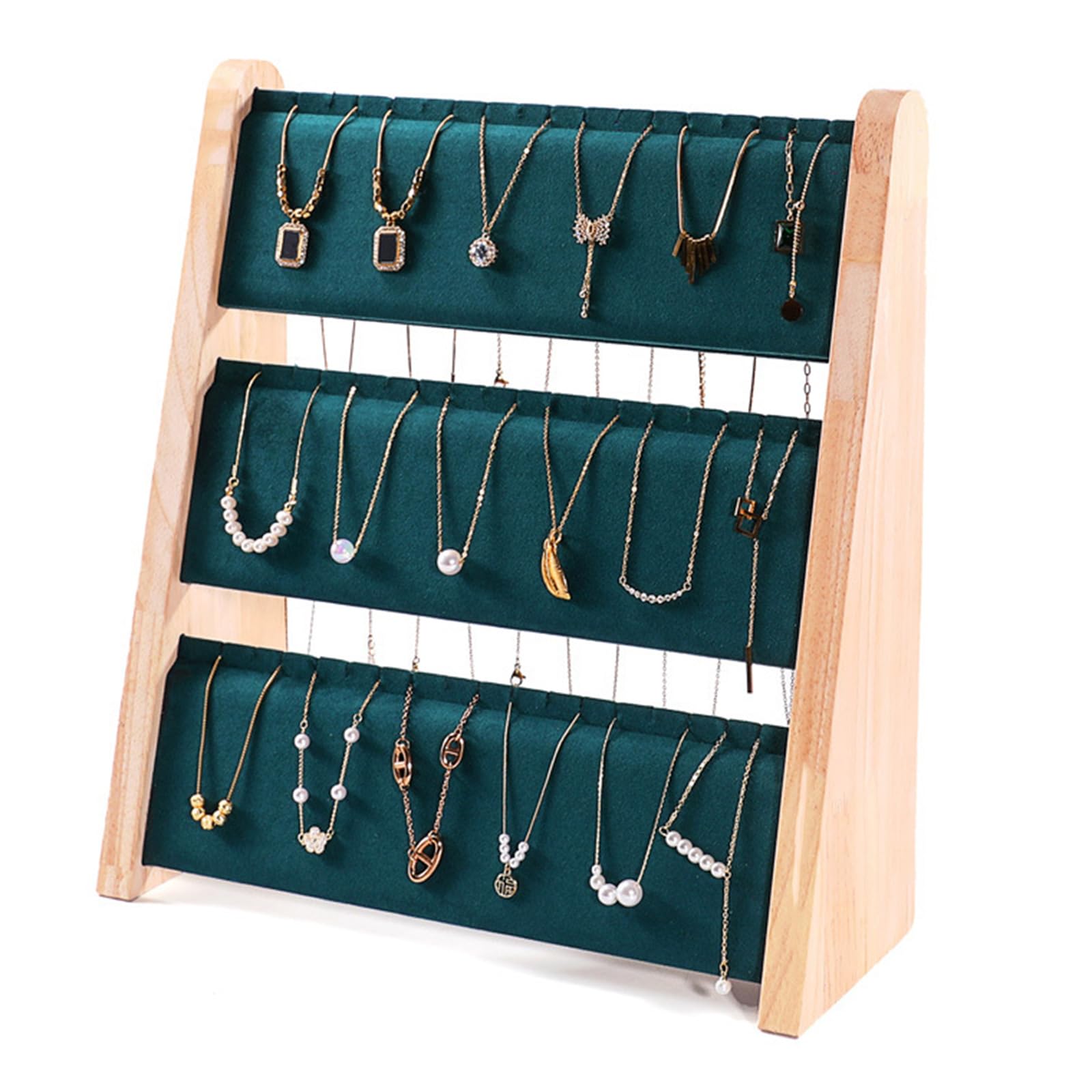 ZWWAAZHF Necklace Arrangement Shelves Delicate Wood Jewelry Display Stand Practical Jewelry Pendant Storage Holder Rack Necklace Display