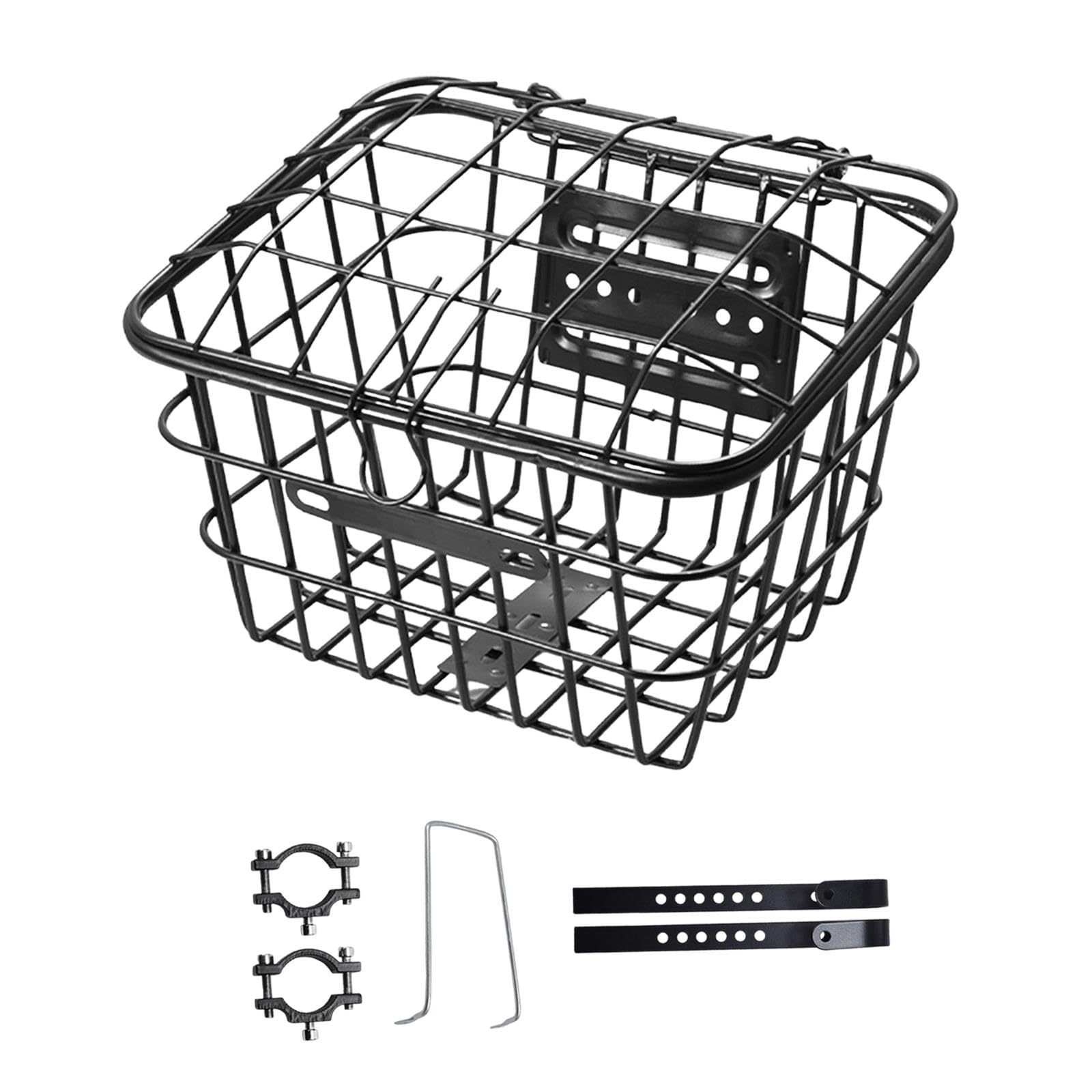 Yiju Kids Mountain Bike Front Basket Bicycle Front Basket, Storing with Lid, Sturdy Hanging Accessory for Shopping, Camping, Iron, 27.5cmx22.8cmx17.3cm