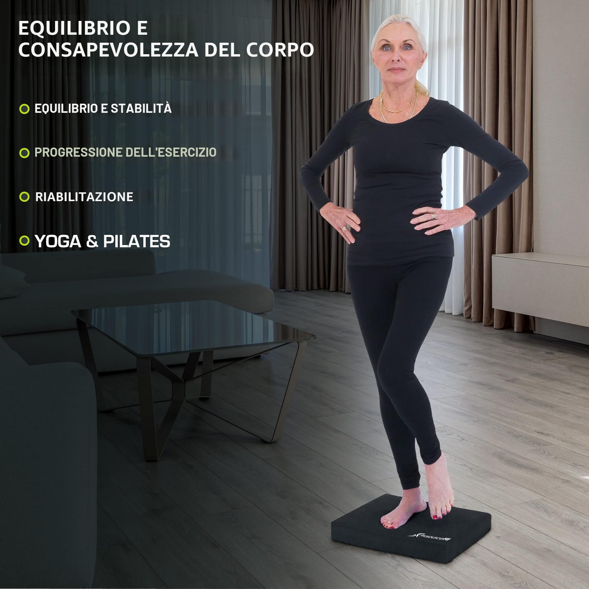 Exercise Balance Pad, Non-Slip Cushioned Foam Mat & Knee Pad for Fitness and Stability Training, Yoga, Physical Therapy, L and XL
