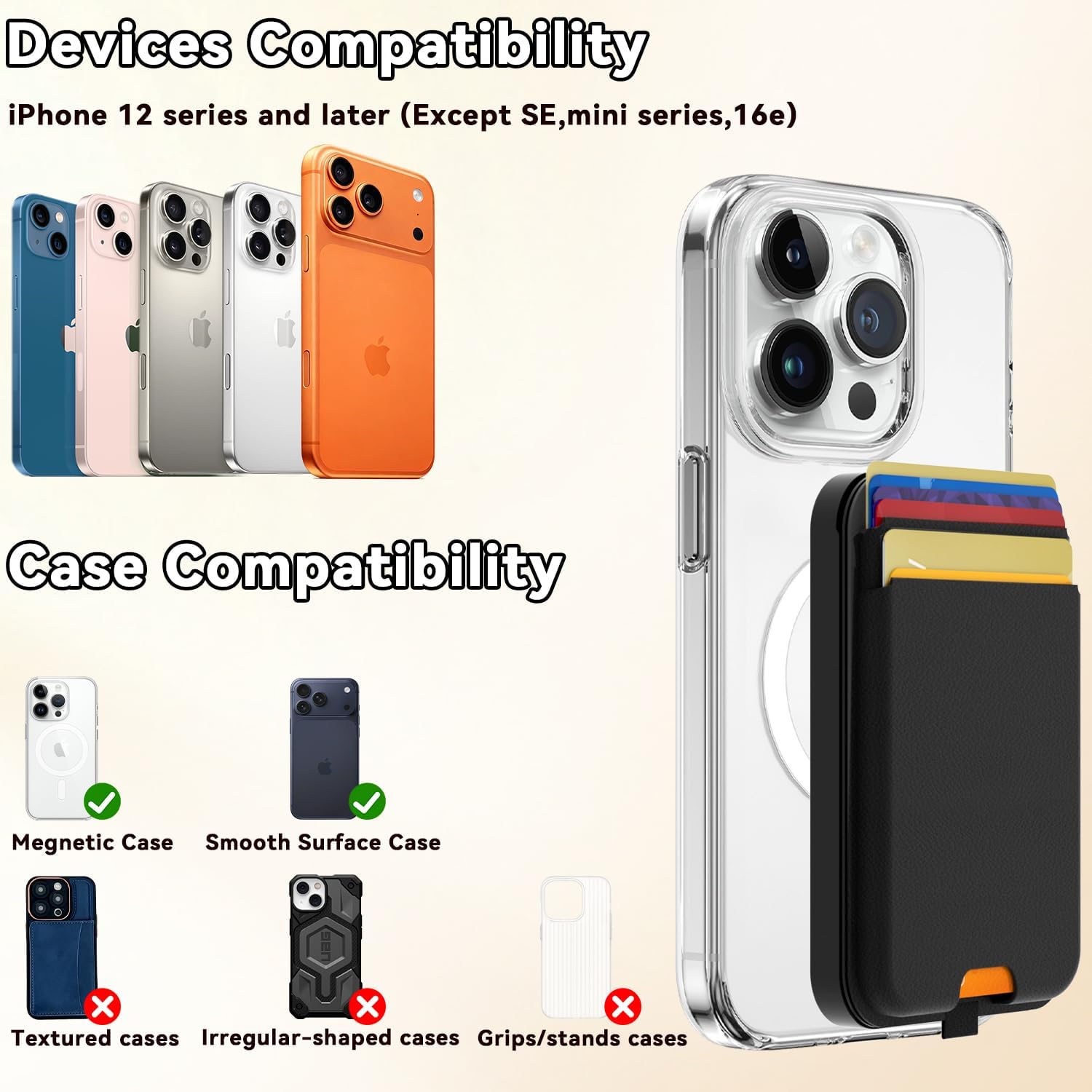 for Magsafe Wallet with Find My Wallet Tracker, Magnetic Phone Wallet for iPhone 17/16/15/14/13/12 Series, RFID Blocking, 6 Cards Holder with Adjustable Stand, Adhesive Ring, Black - Image 9