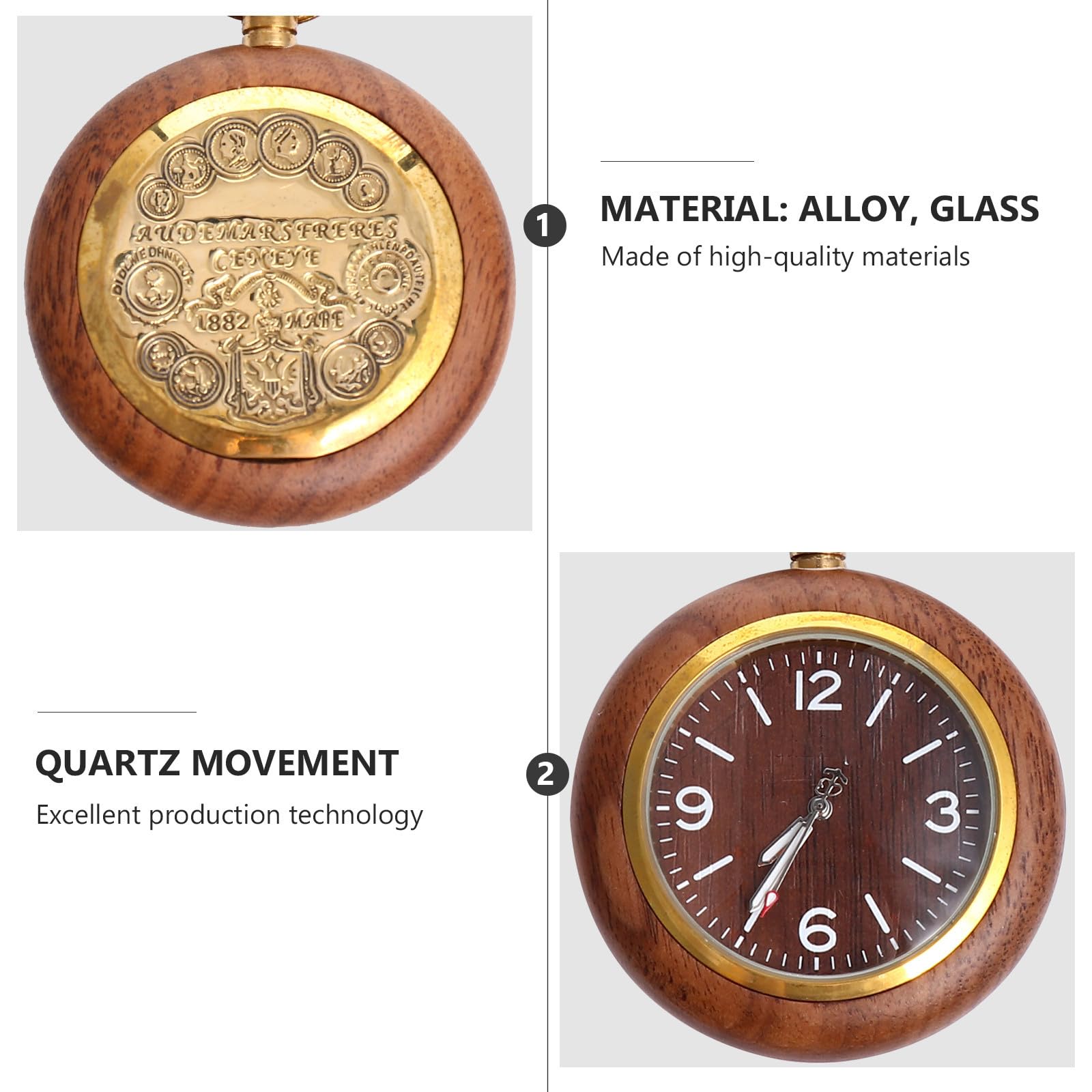 Baluue Reloj de Bolsillo Diseño Retro Vintage y Esfera de Aleación y Varios Estilos Movimiento de Cuarzo Adecuado para Uso Diario y Coleccionistas Varios Estilos