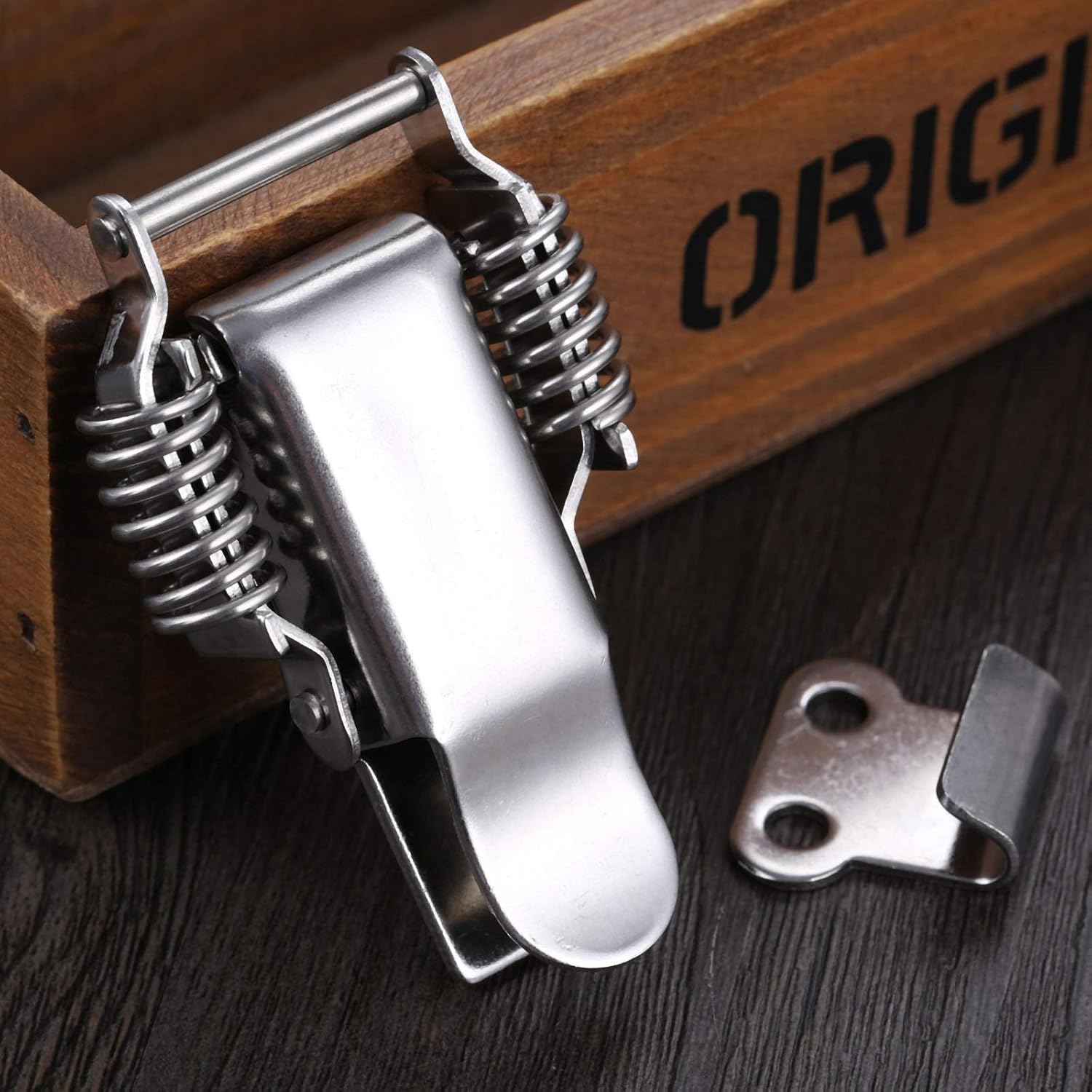 Chinese Antique Box Buckle,Antique Lock Buckle.Stainless Steel Spring Toggle Latch Catch Wooden Box Lock Toolbox Buckle Electrical Box Hasp Box Hardware 9046mm