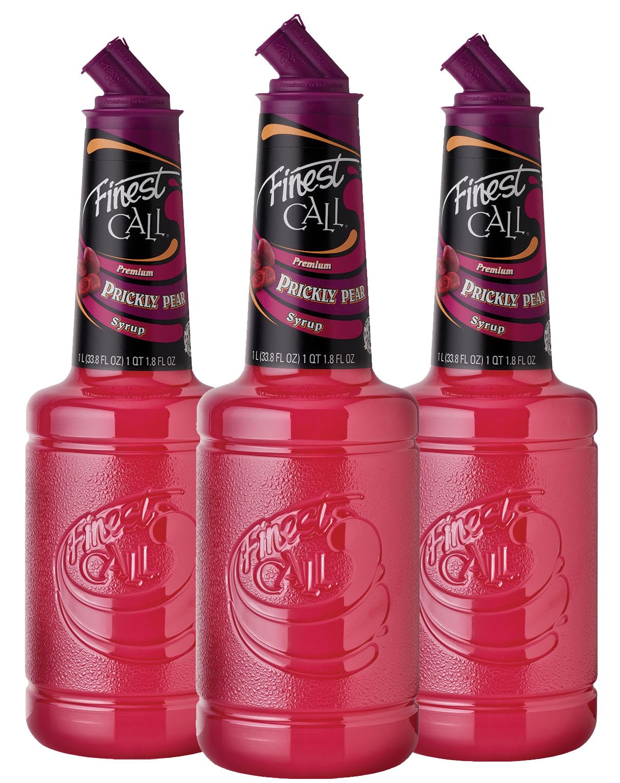 Premium Prickly Pear Syrup Drink Mix, 1 Liter Bottle (33.8 Fl Oz), Pack of 3