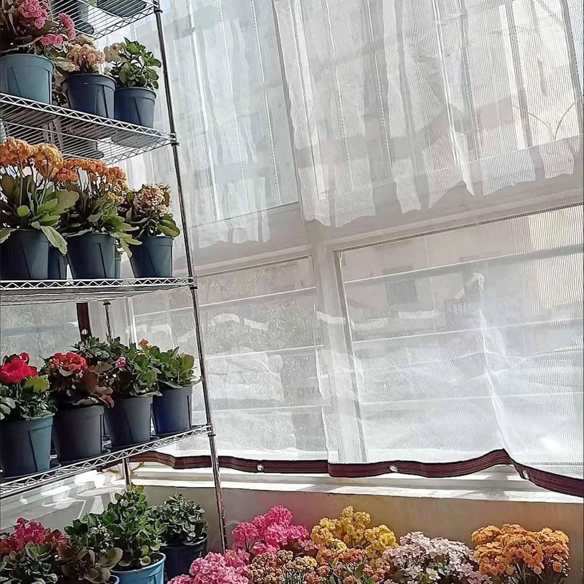 1m-15m Red de Sombra 50% Tela de Sombreo para Plantas, Blanco Malla Sombreo Exterior, Lona de Sombra para Porche, Pérgola, Patio, Plantas, Techo, Piscina, Gallinero(5x12m)