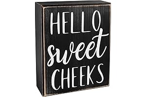 Pigort Hello Sweet Cheeks Sign| Farmhouse Bathroom Decor