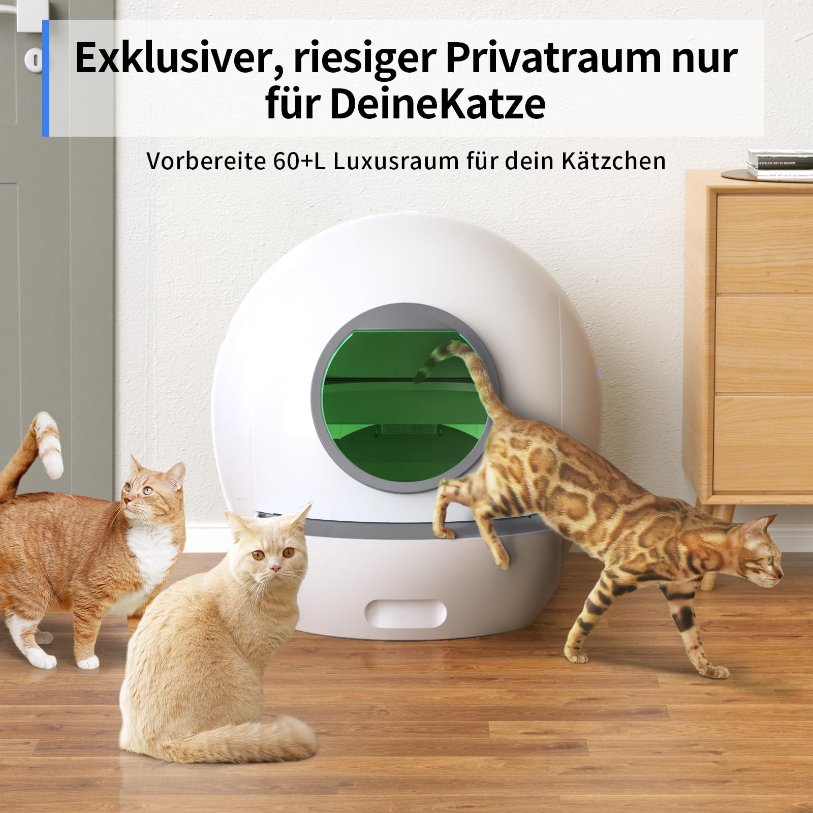 ELS PET Selbstreinigende Katzentoilette – App-gesteuert, Geruchlos, Mit Matte & Beuteln, Für Katzen Bis 11 Kg