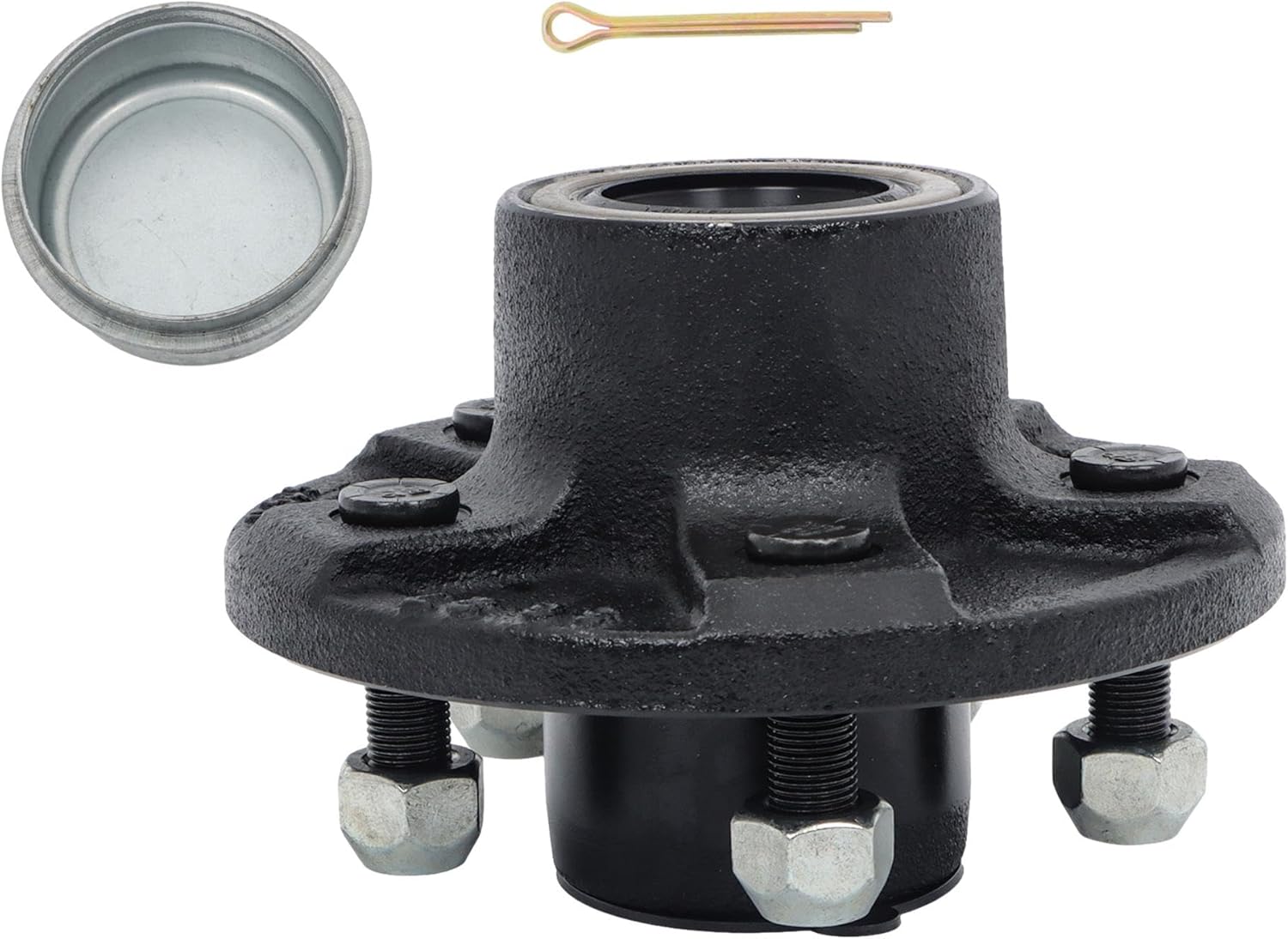 Pre-Assembled Trailer Hub 5-Lug 4.5 Inch for 3500Lb #84 Spindle with Standard Dust Cap and Bearings