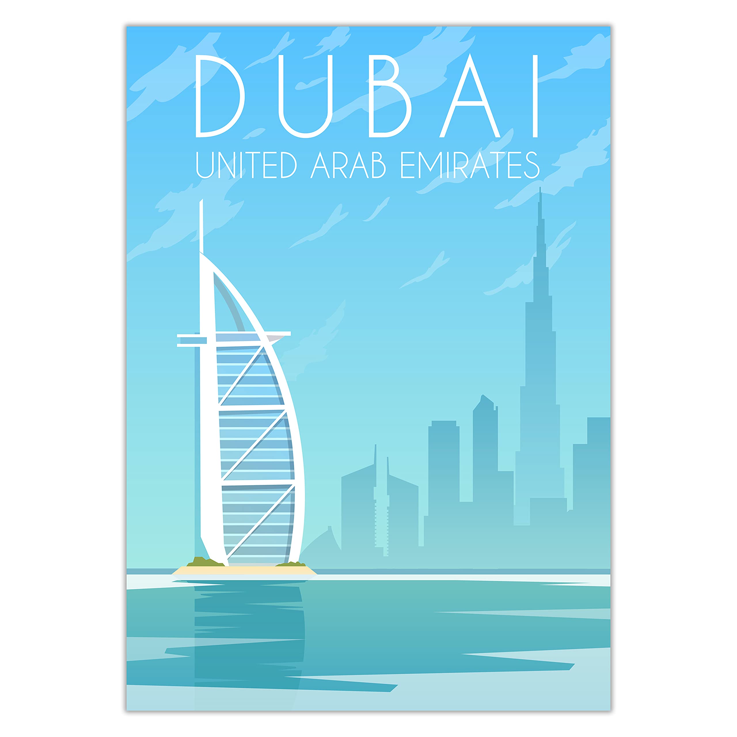 United Arab Emirates Poster - Dubai Travel Print | Travel Wall Art | Home Decor | Vintage Travel Poster Print Only A4