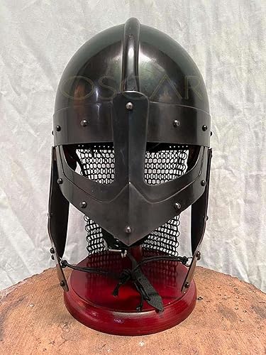 Miniatura 2 de Casco medieval de cuervo vikingo con cadena, para batalla