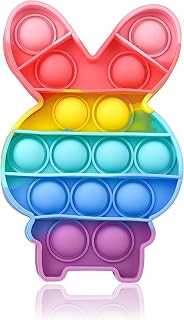Easter Bubble Fidget Toys, Kids Toddler Girls Boys Cute Bunny Sensory Toy | Basket Stuffers Stress Relief Silicone Autism Fidgets Birthday Gifts for Travel Cars Classroom Party Adult Office