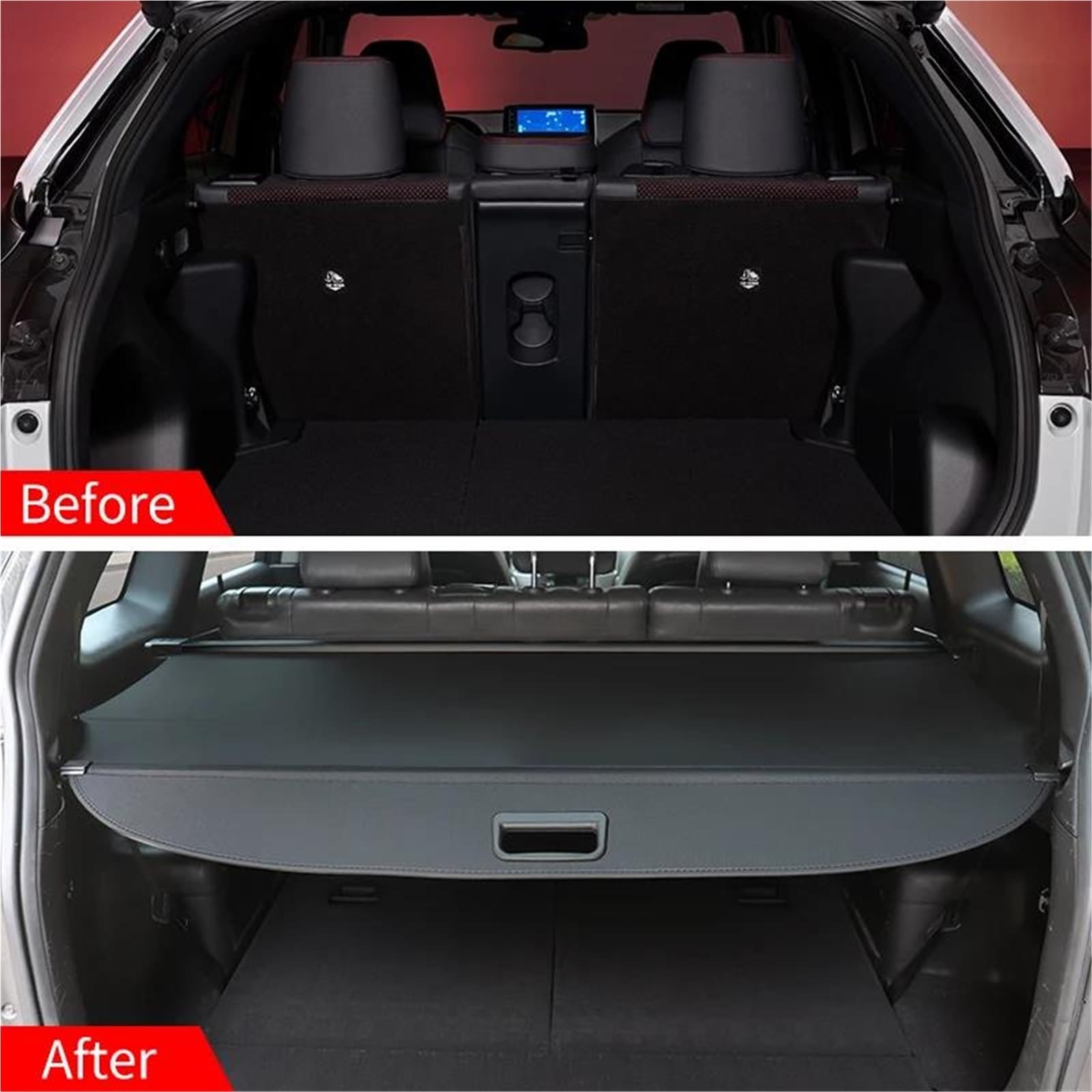 Générique Cache-Bagages Couverture De Coffre Rétractable pour Toyota pour Yaris pour Cross 2023+ Couverture Porte-Colis Bouclier Étanche Confidentialité Couverture Chargement Voiture(Model 02)