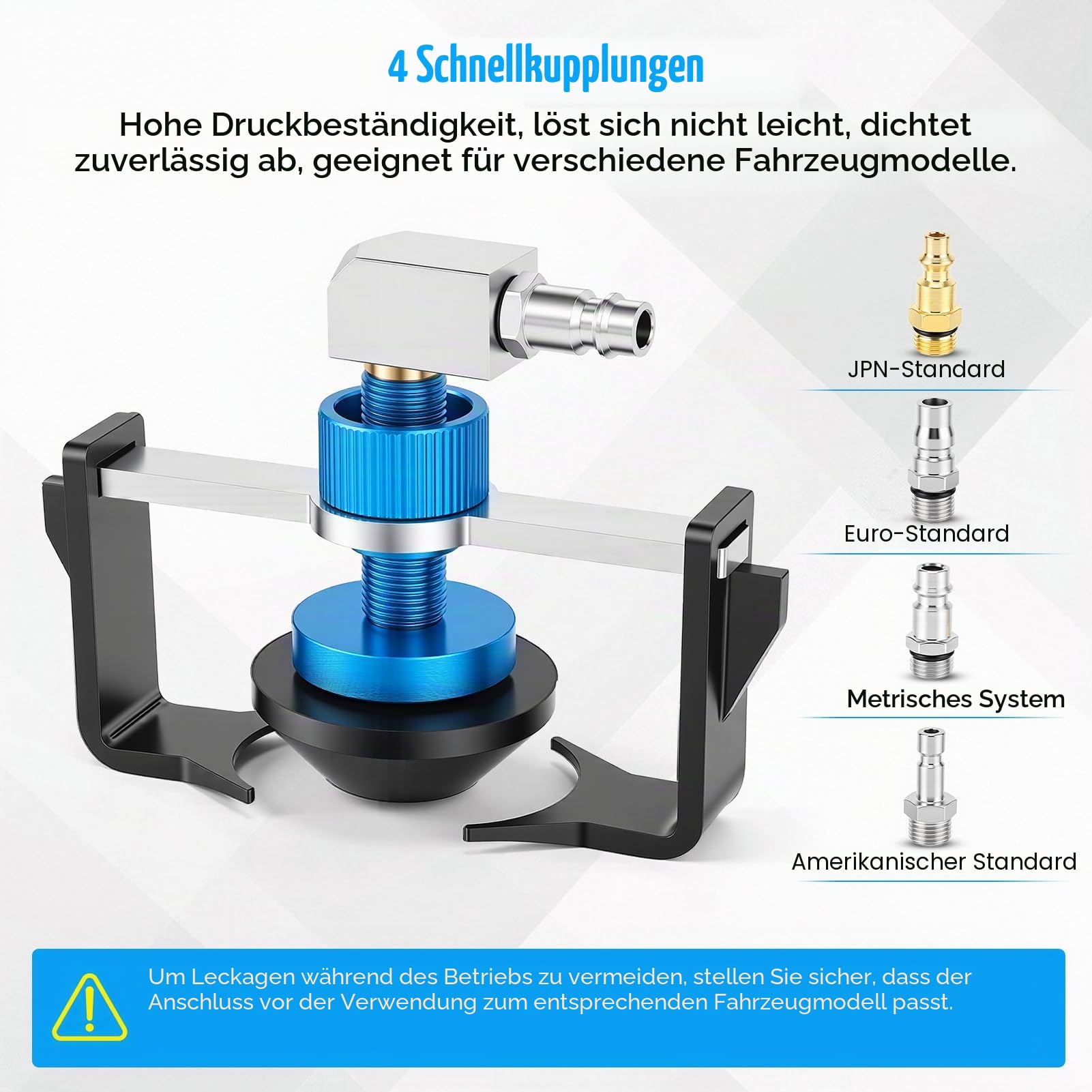 Universeller Bremsenentlüftungsgerät Adapter, 22-58mm Verstellbarer Bremsflüssigkeitsbehälter Adapter mit 4 Schnellkupplungen, Dichtungsring Anti-Leckage, für Meisten Fahrzeuge