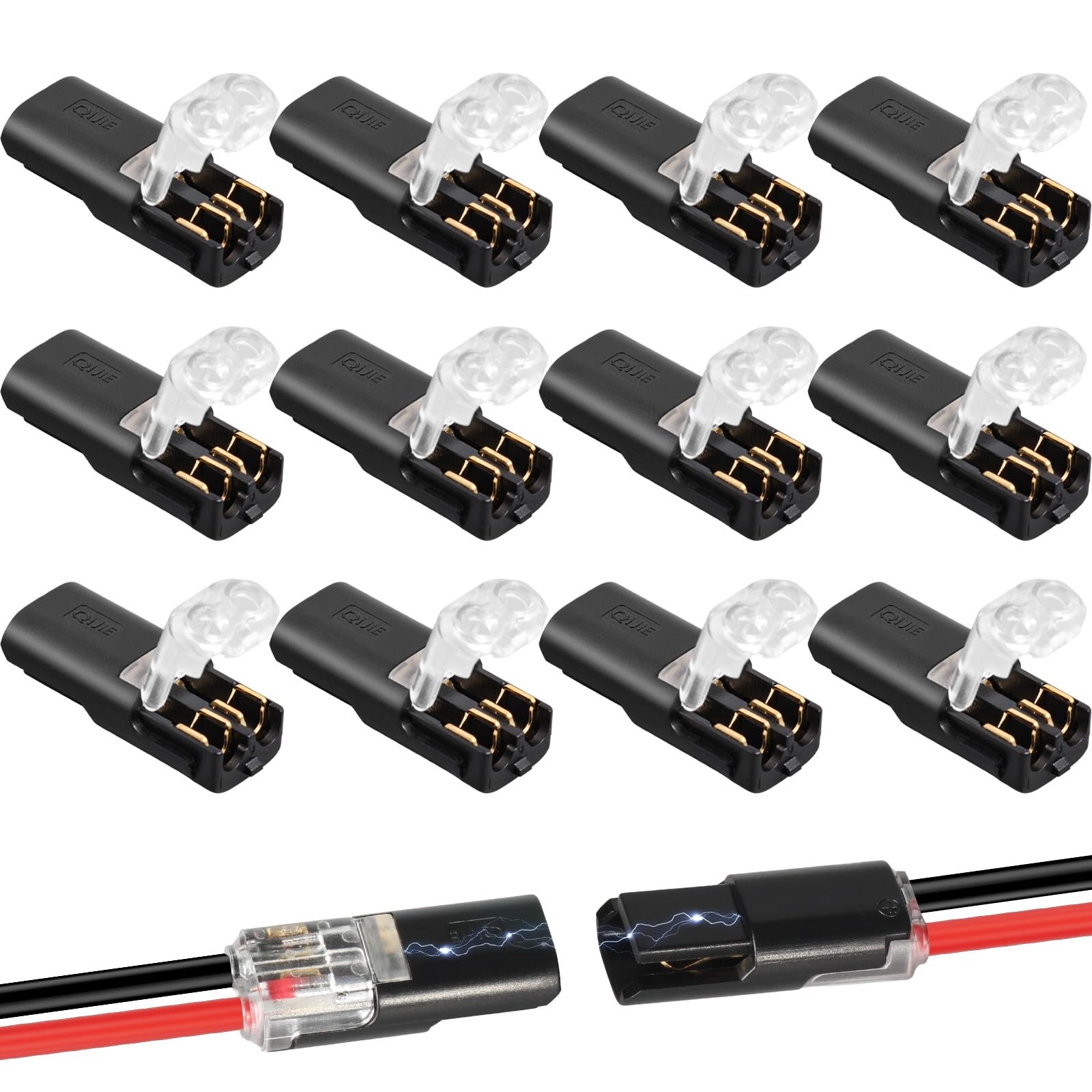 Photo 1 of 2 Pin Low Voltage 16-18 AWG Double-Wire Quick Disconnect Secure Connectors, No Strip/Solder Connector for Automotive, LED Lights