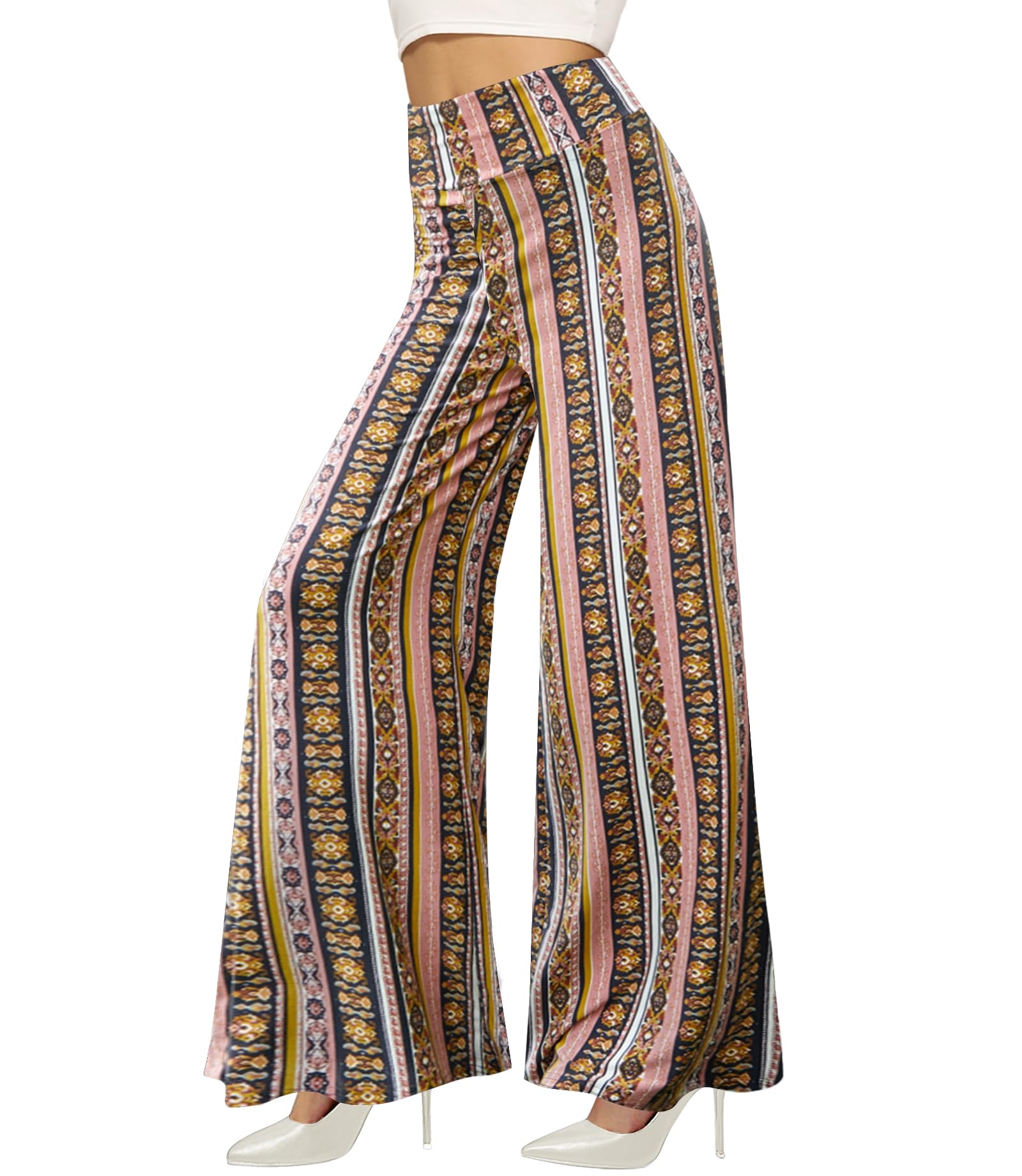 QGGQDD Wide Leg Palazzo Pants for Women - Casual Soft High Waist Lounge Pants Loose Comfy Stretchy Trousers