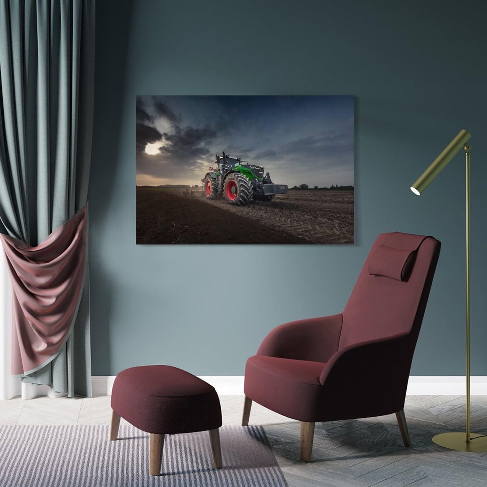 Junmoney Frame-Style-3 Decorative Wall Artwork Tractor Farming Equipment, 08X12inch(20X30cm), For New Homes, Bedrooms Or Workspaces, Canvas Artwork With Gifting Potential
