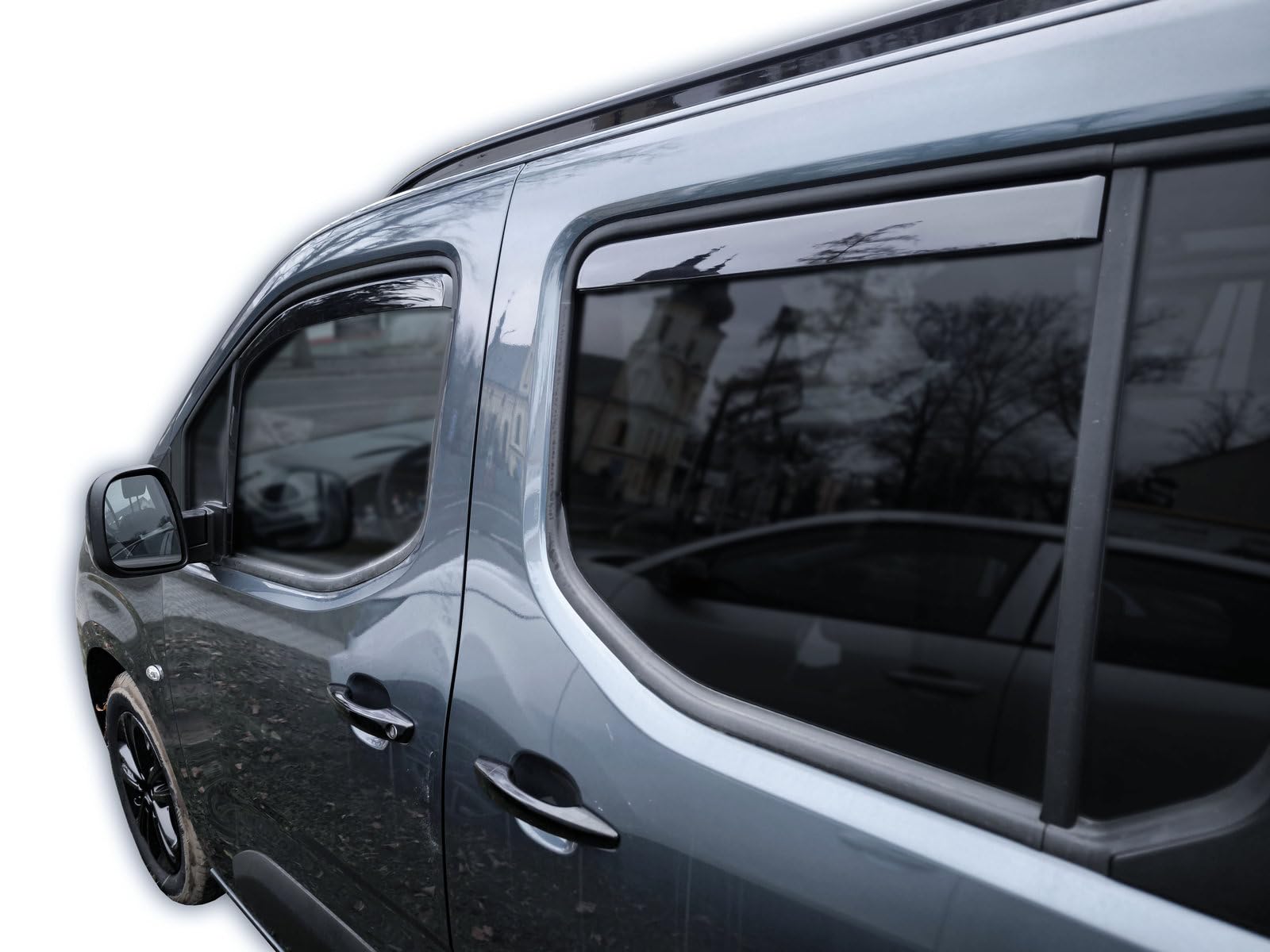 J&J AUTOMOTIVE GD Déflecteurs d'air et de Vent pour Citroen Berlingo Depuis 2018 4pcs, Teintés, Avant et Arrière, Aérodynamique