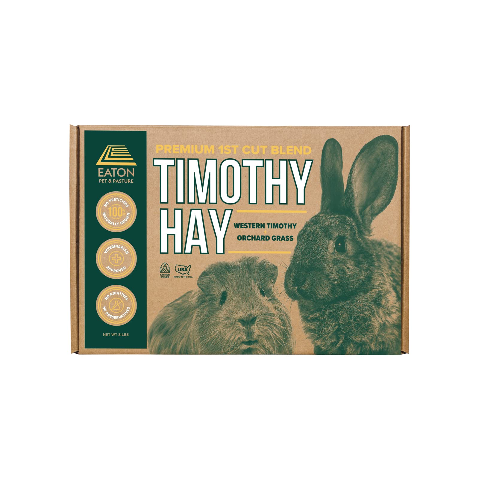 Eaton Pet and Pasture Naturally Grown, Premium, First Cut Blend, Western Timothy Hay Orchard Blend, 