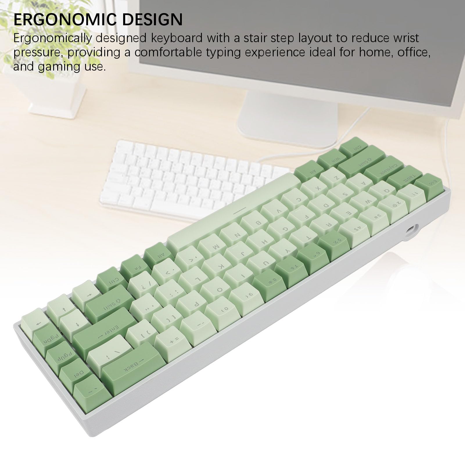 Cryfokt Ergonomiczna Mechaniczna Klawiatura do Gier z Podświetleniem RGB 68 Klawiszy USB C Przewodowy Niebieski Przełącznik Kompaktowa Klawiatura do Wygrywania Gier Biurowych