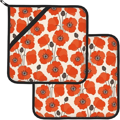 Miniatura 11 de Agarraderas bohemias para cocina, soportes retro de los años 70 con bolsillos, almohadillas calientes cuadradas para cocina, cocina, hornear, Boho