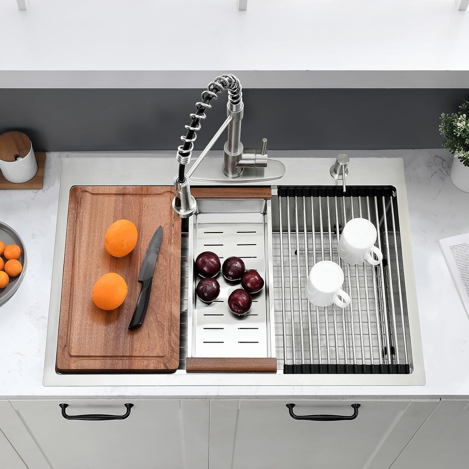 33 x 19 Drop In Kitchen Sink - 16 Gauge Stainless Steel Workstaion Kitchen Sink Handmade 10 Inch Deep Single Bowl Sinks Top Mount Easy to Clean