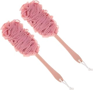 Back Scrubber for Shower,Loofah Long Handle Bath Body Brush,Soft Nylon Mesh Sponge for Shower,Loofah On a Stick for Men Women,Exfoliating Scrub Cleaning Luffa for Elderly(2-Pack,Pink)