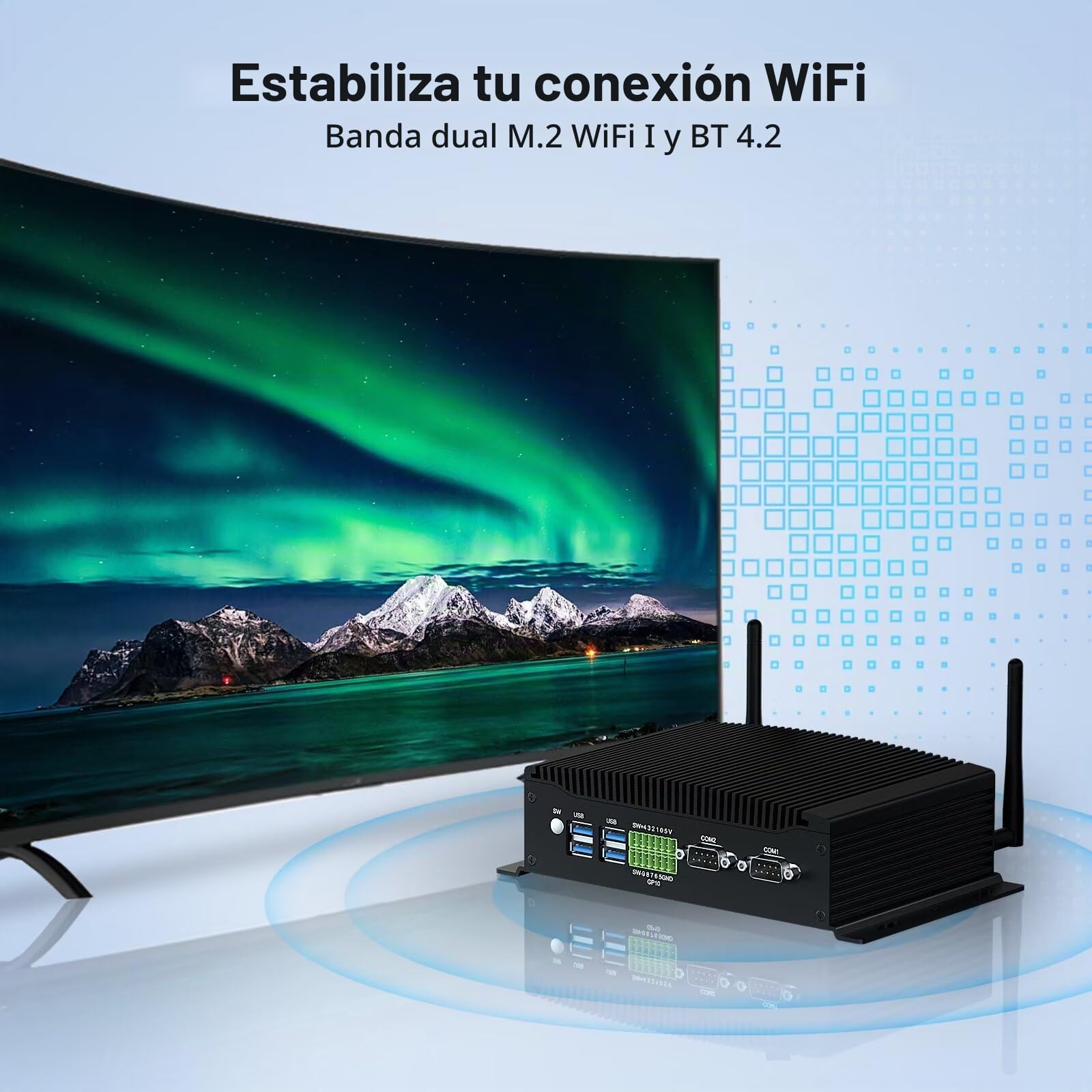 WEIDIAN Mini PC sin Ventilador i7-10810U/10510U Industrial Fanless Ordenador 16GB RAM 512GB SSD Win11 GPIO, 4K 2HD+DP, 2LAN, 2COM RS232/422/485, 6USB WiFi&BT Wake On LAN Auto Power On