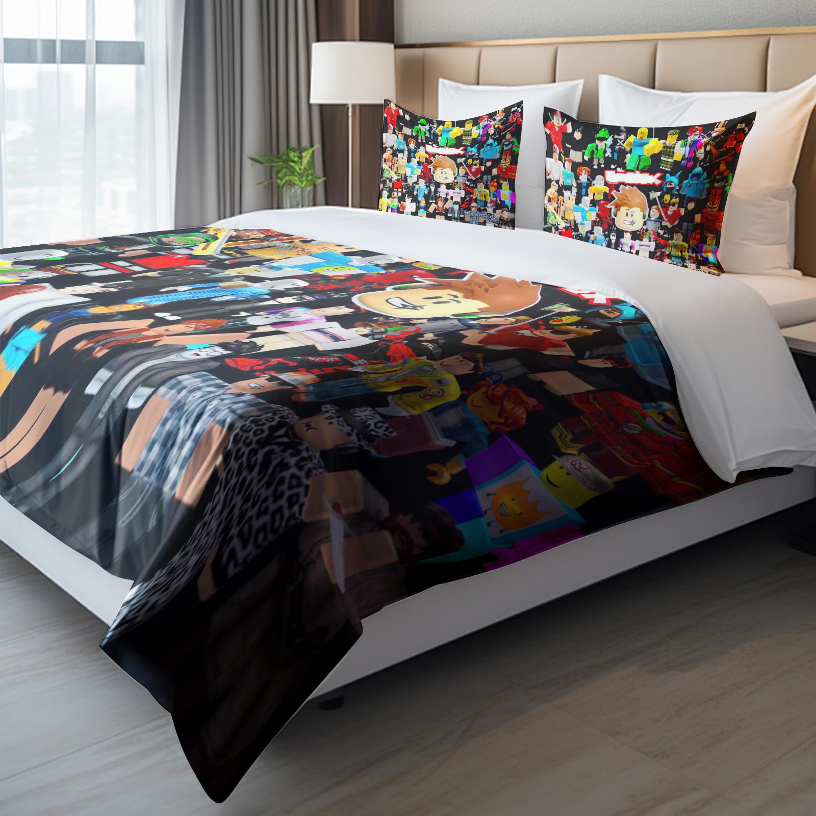 Roblx Biancheria da Letto, Copripiumino Roblx 135 x 200 cm con 2 Federe 75 x 50 cm, Geeignet für Fans